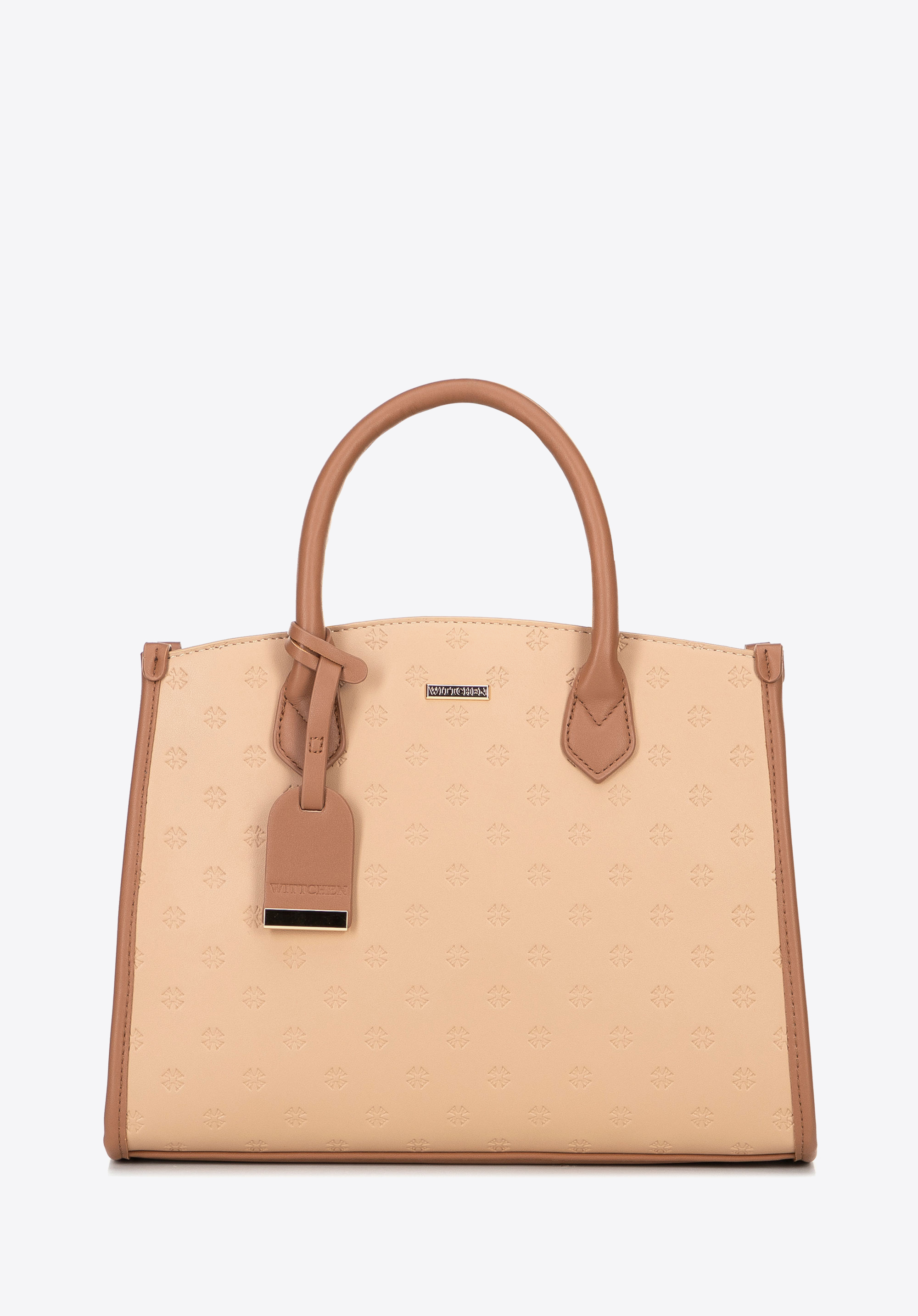 Damen-Tasche aus Öko-Leder mit geprägtem Logo, beige, 100-4Y-221-9, Bild 1