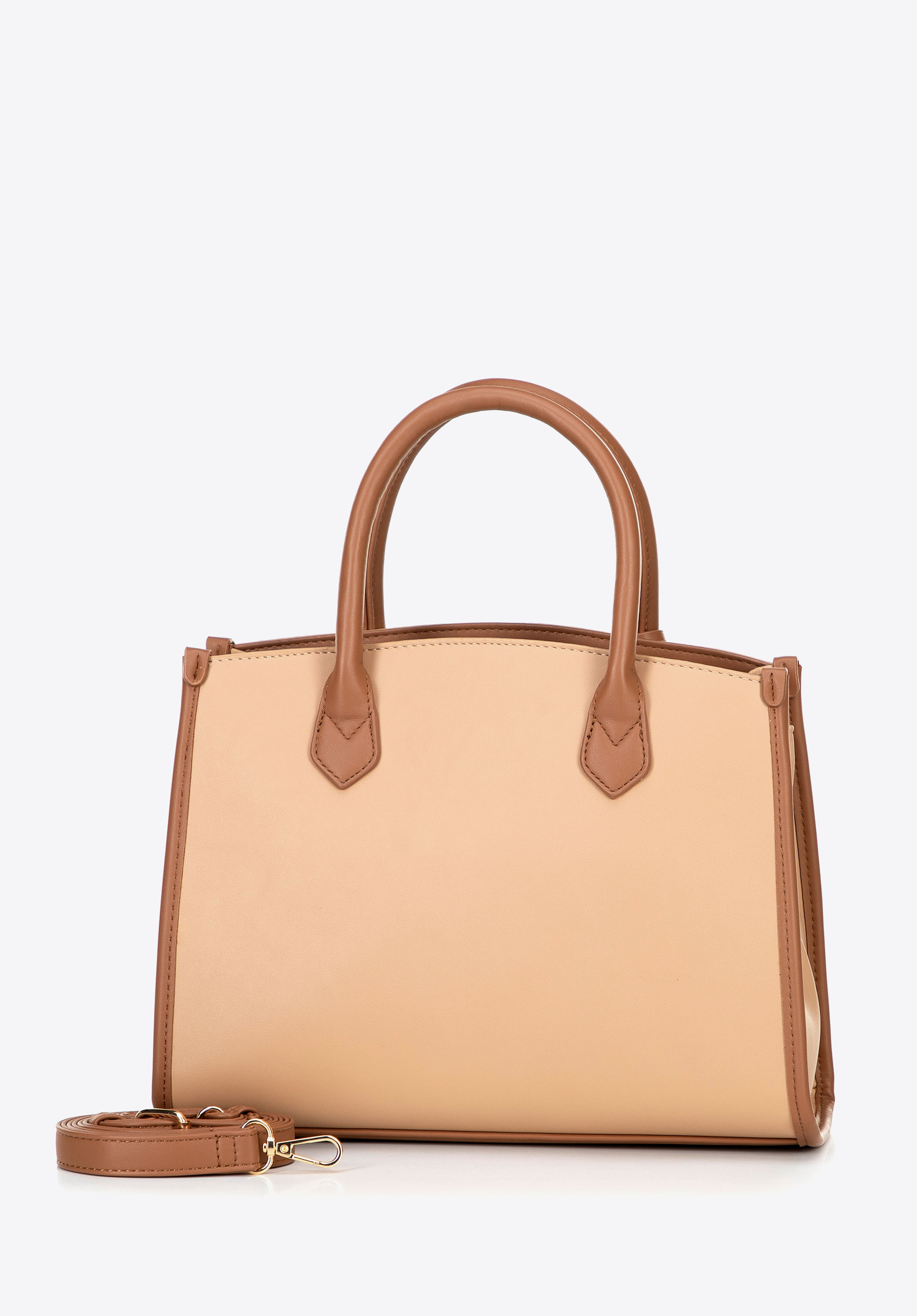 Damen-Tasche aus Öko-Leder mit geprägtem Logo, beige, 100-4Y-221-9, Bild 1