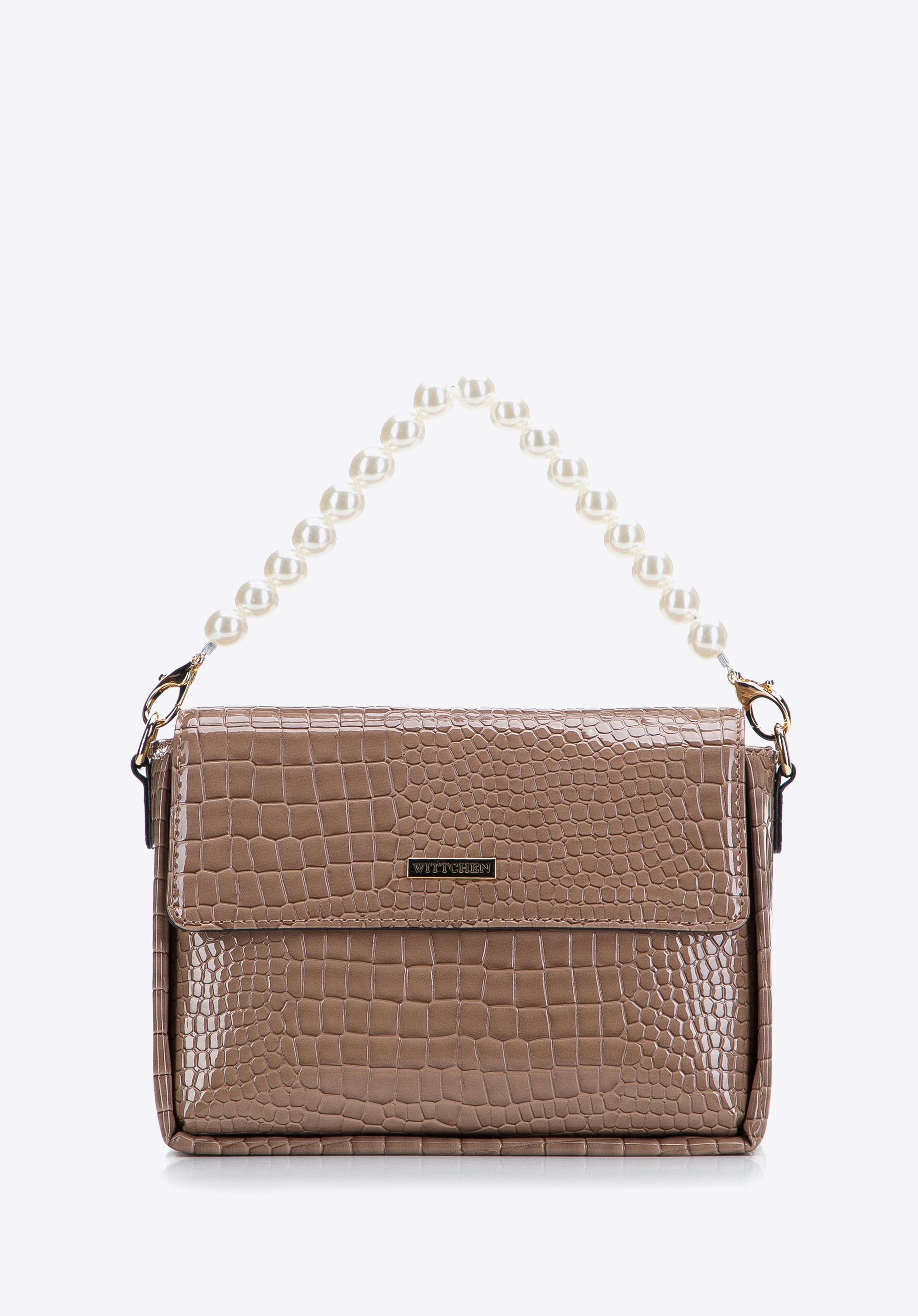 Kleine Damen-Handtasche mit Perlenhenkel