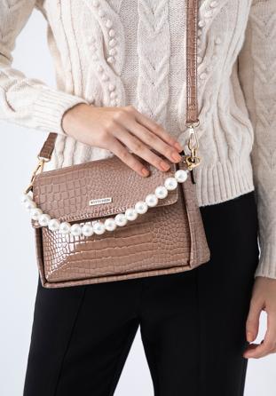 Kleine Damen-Handtasche mit Perlenhenkel