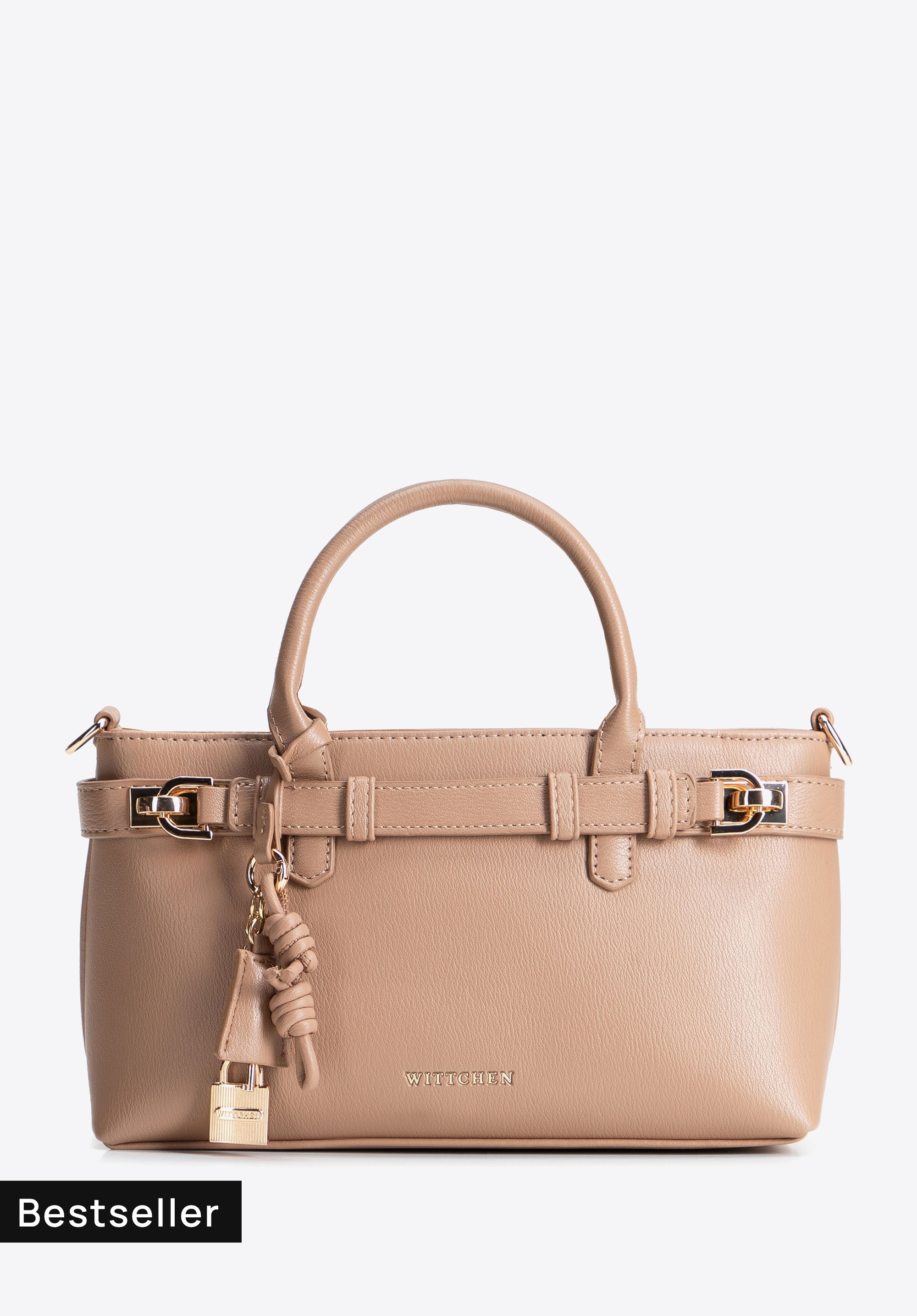 Damen-Tragetasche mit dekorativen Anhängern, beige, 104-4Y-507-9, Bild 1