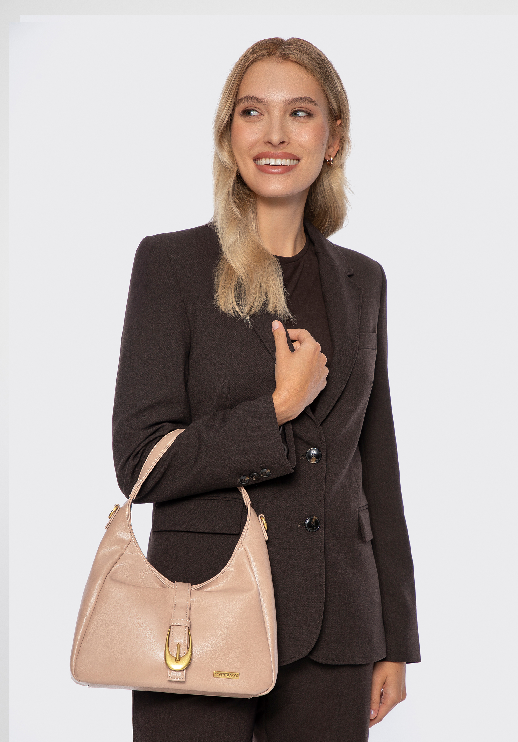 Damen Umhängetasche aus Kunstleder, beige, 101-4Y-423-9, Bild 1