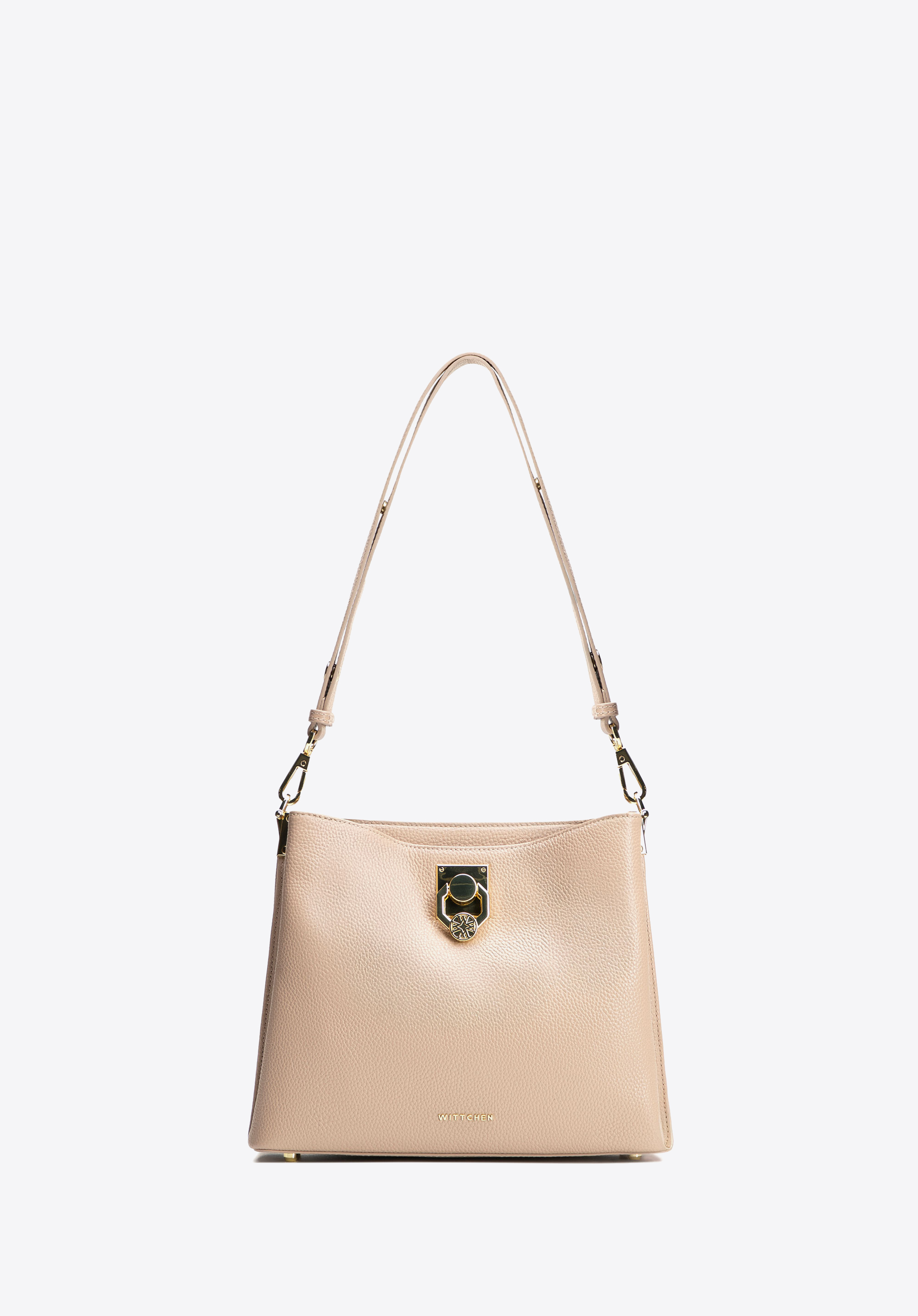 Damen Umhängetasche aus Leder, beige, 100-4E-605-9, Bild 1