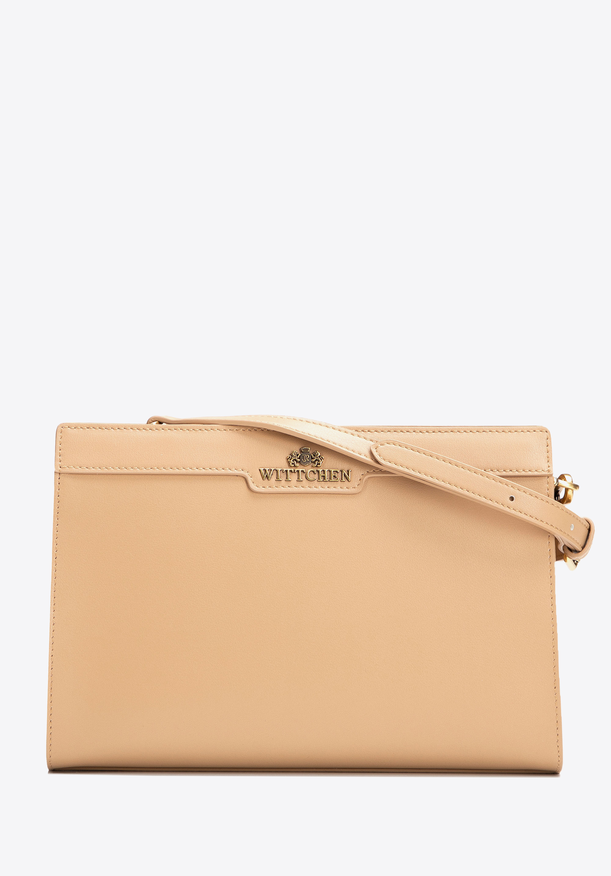 Damen-Umhängetasche aus Leder, beige, 102-4E-615-9, Bild 1