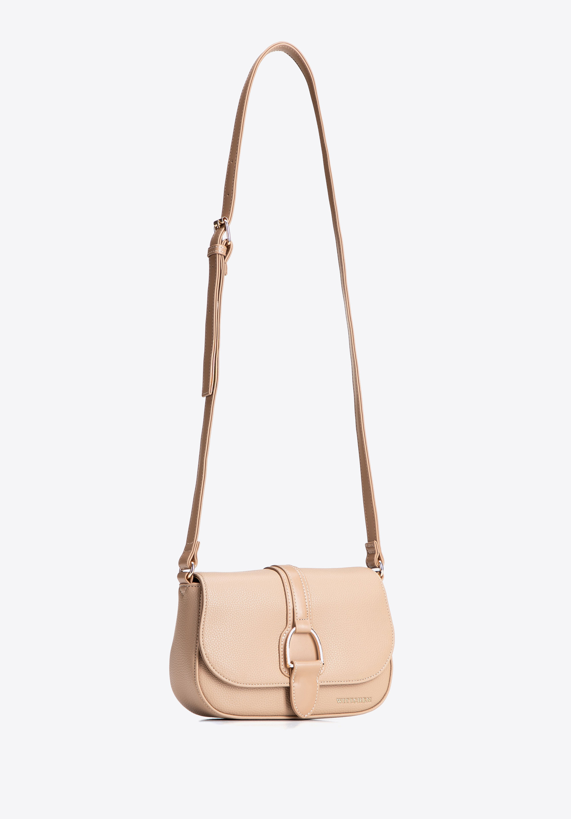 Damen-Umhängetasche mit dekorativem Verschluss, beige, 103-4Y-513-9, Bild 1