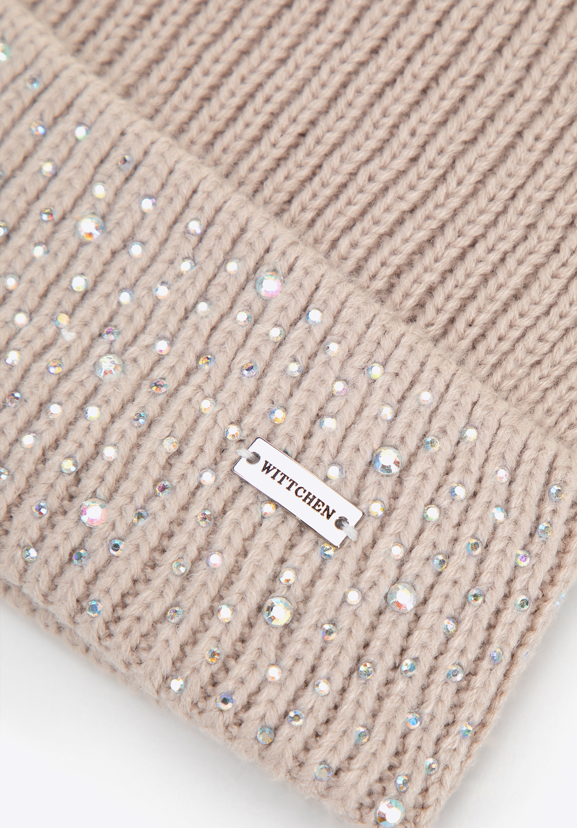 Damen Wintermütze mit Strassperlen, beige, 101-HF-204-9, Bild 1