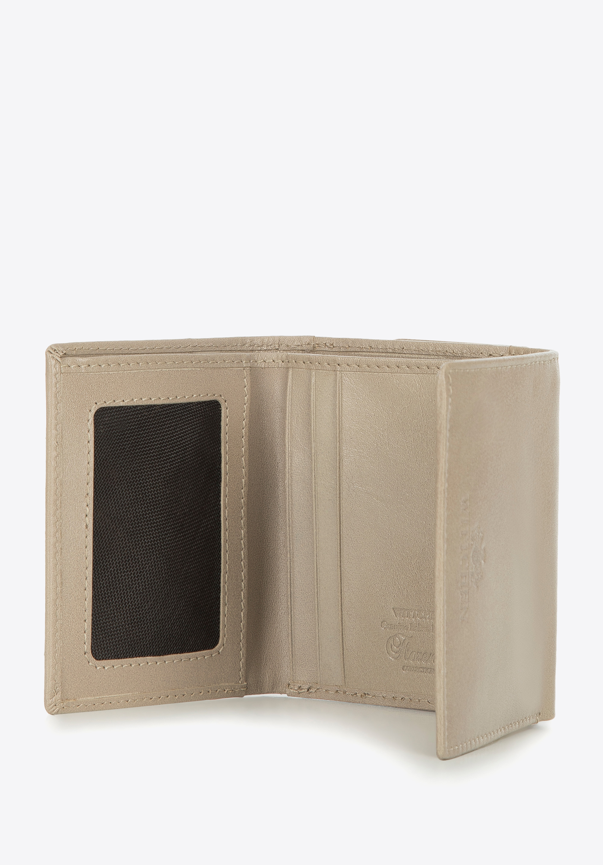 Damengeldbörse aus Glattleder mit Druckknopf, beige, 14-1-066-LB, Bild 1