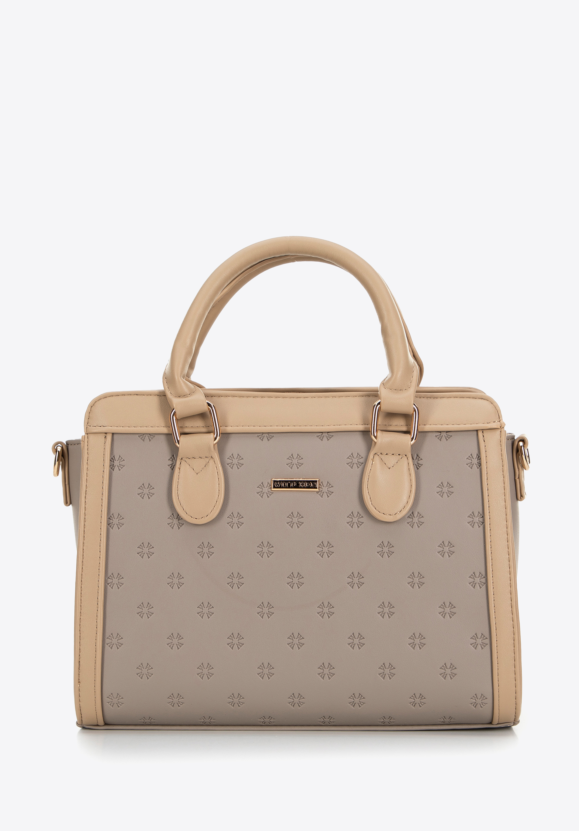Damenhandtasche aus geprägtem Öko-Leder, beige, 99-4Y-229-9, Bild 1