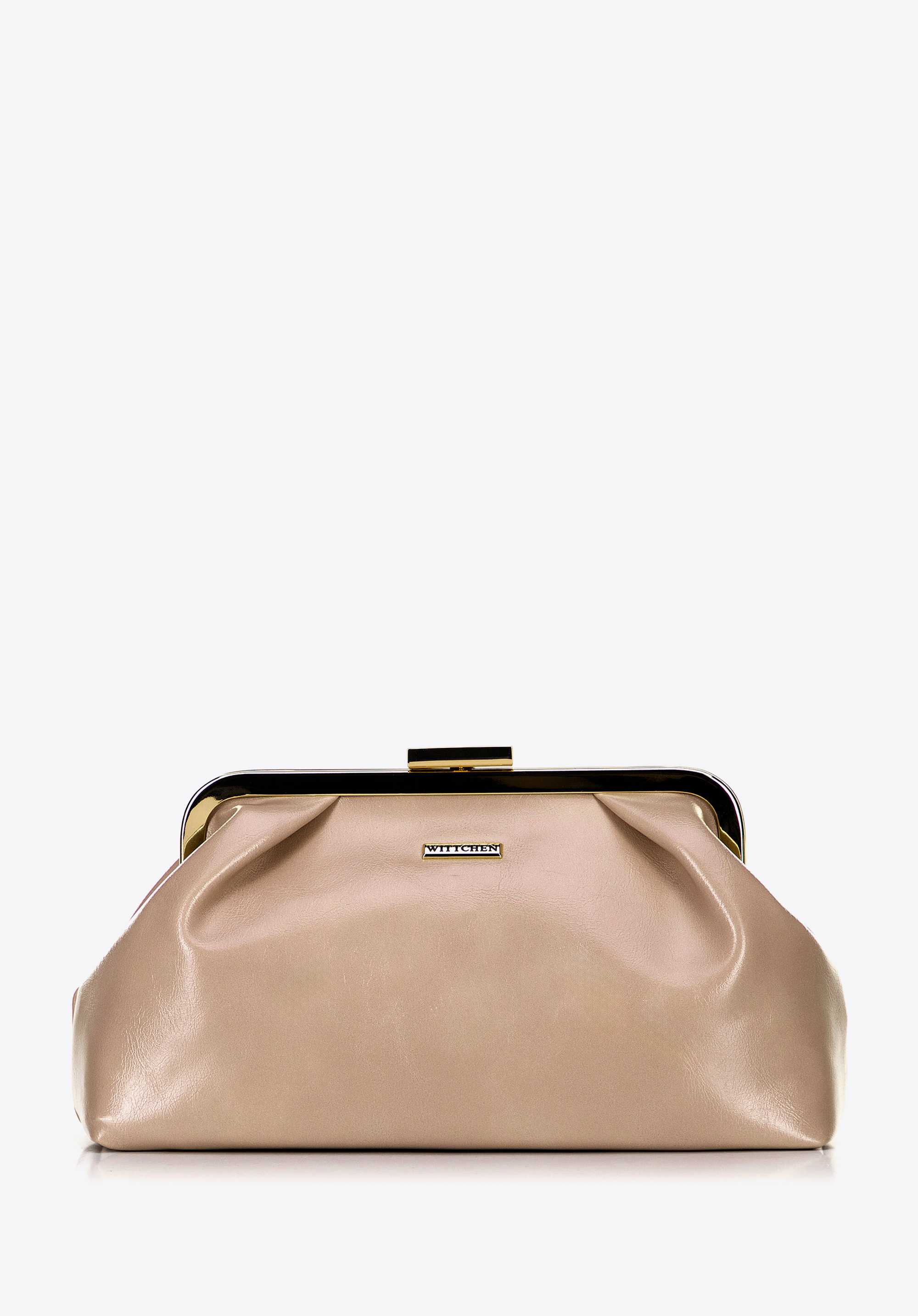 Damenhandtasche aus Kunstleder mit Druckknopfverschluss, beige, 100-4Y-226-9, Bild 1