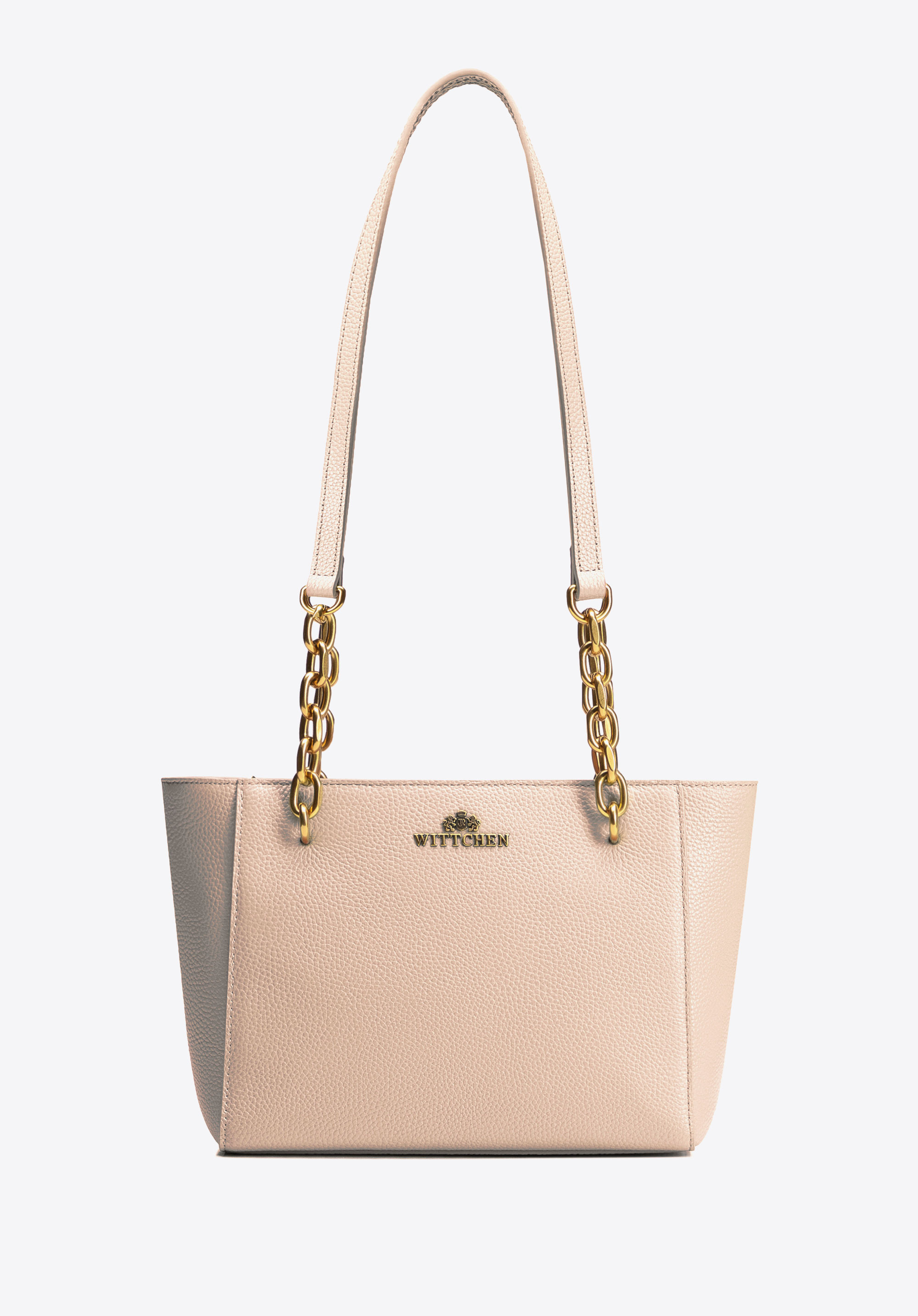 Damenhandtasche aus Leder, beige, 100-4E-604-9, Bild 1