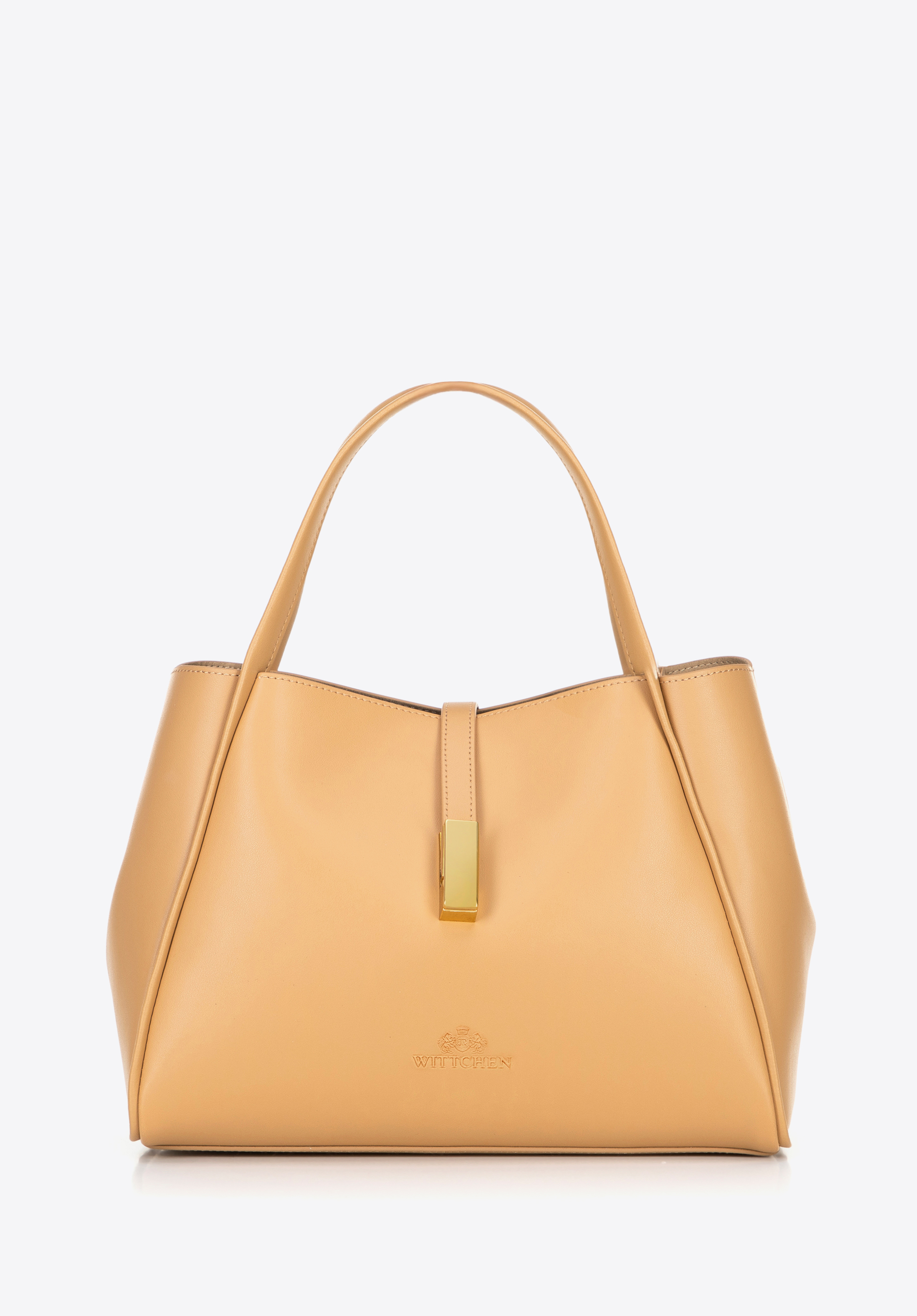 Damenhandtasche aus Leder mit abnehmbarem Etui, beige, 100-4E-202-9, Bild 1