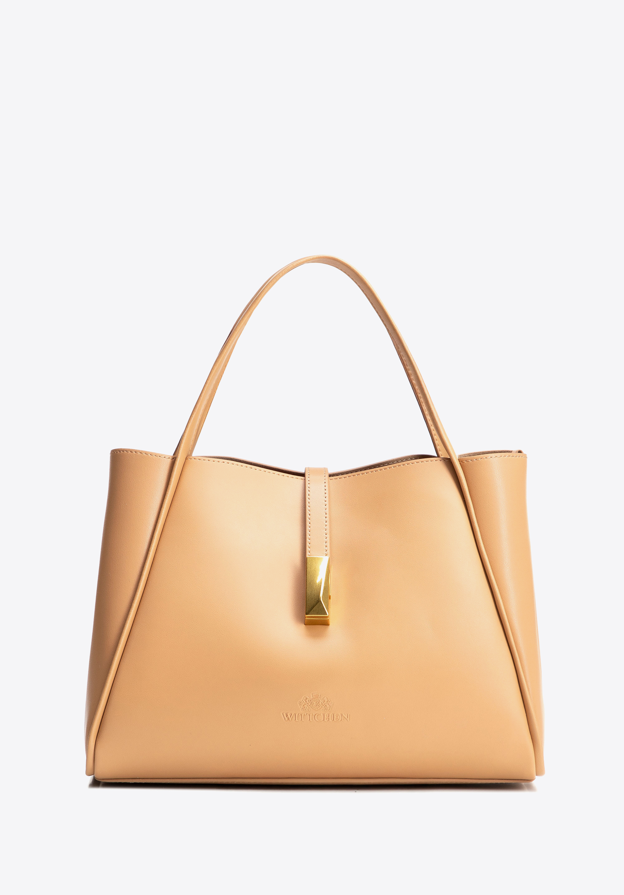 Damenhandtasche aus Leder mit abnehmbarem Etui, beige, 100-4E-202-9, Bild 1