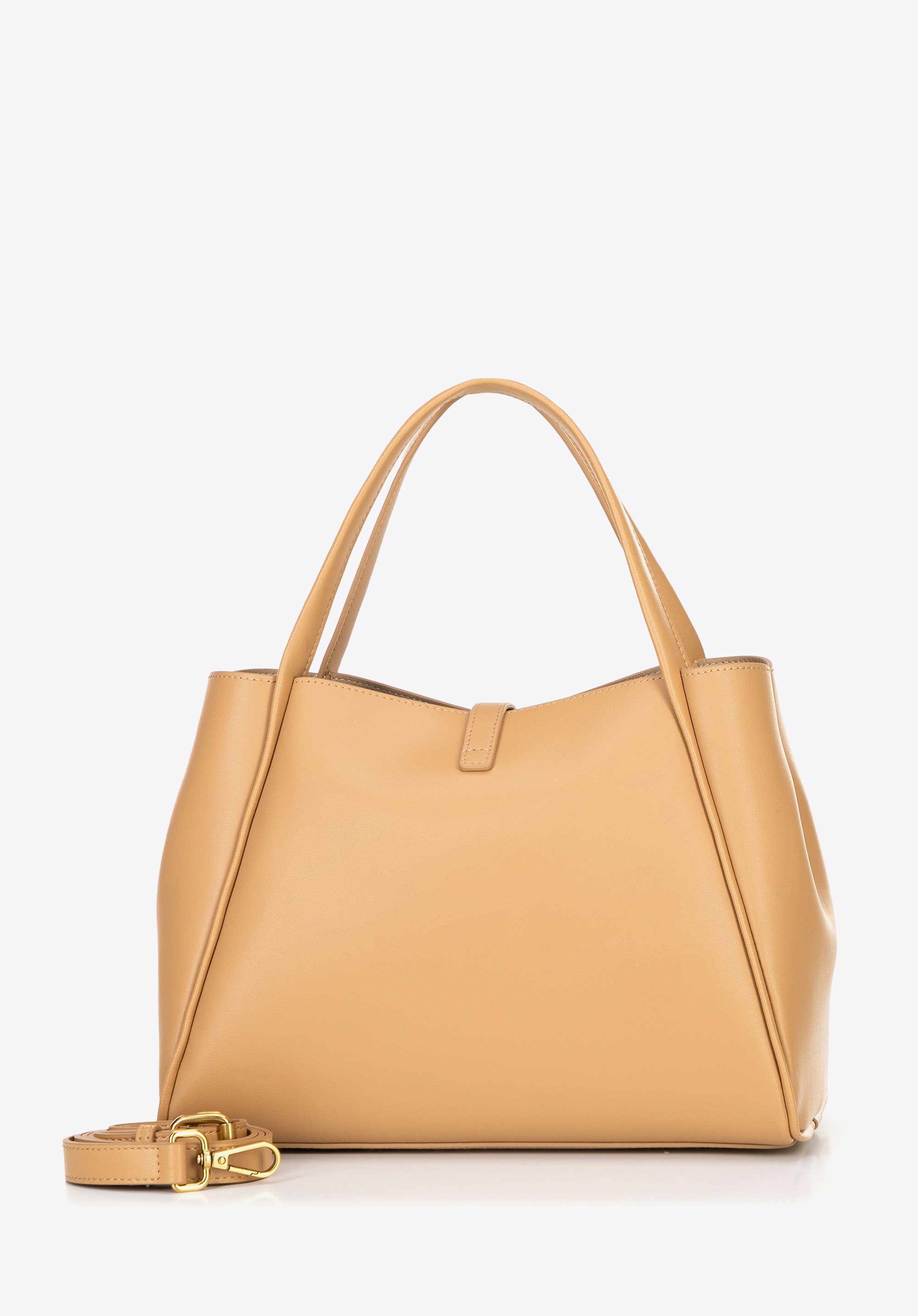 Damenhandtasche aus Leder mit abnehmbarem Etui, beige, 100-4E-202-9, Bild 1