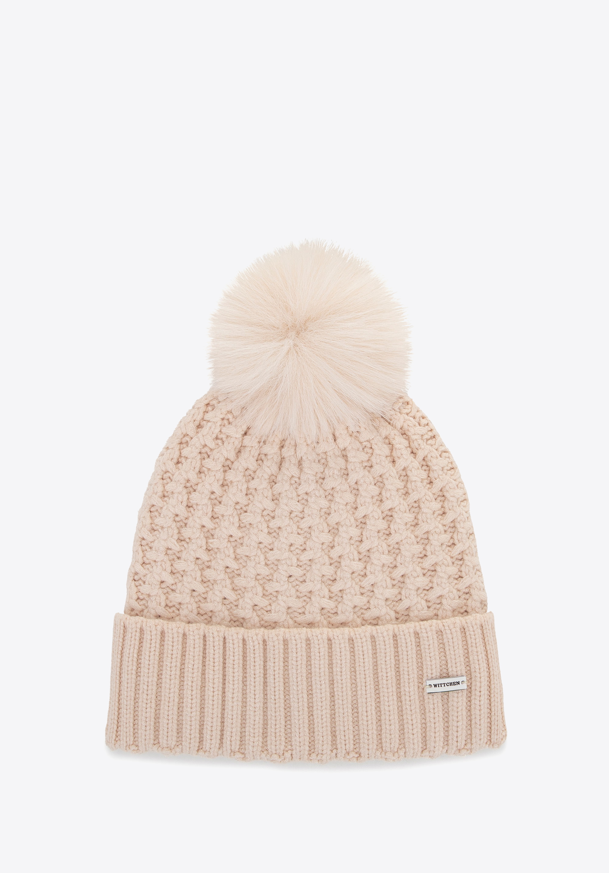 Damenmütze mit grobem Muster, beige, 101-HF-105-9, Bild 1