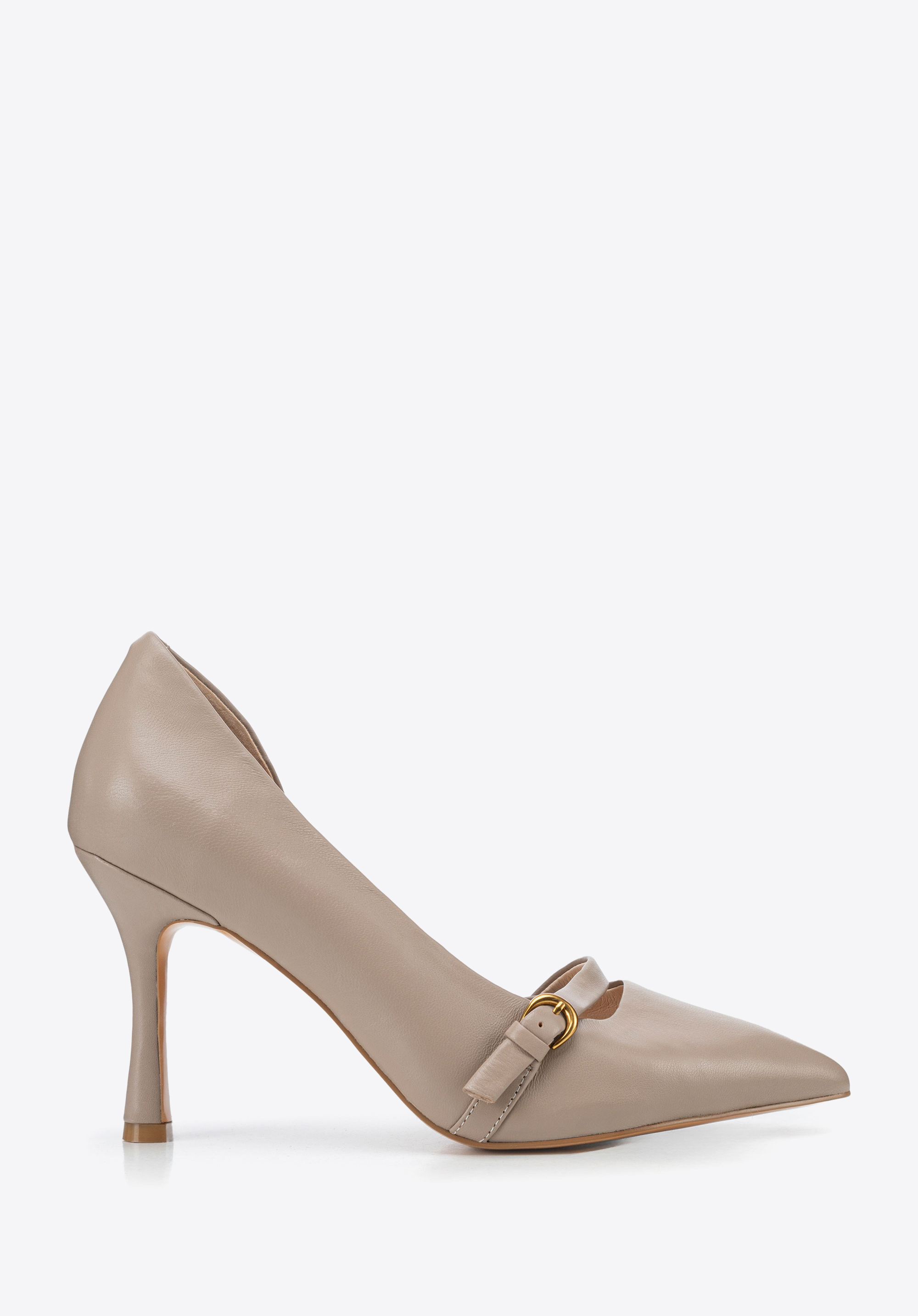 Damenpumps aus Leder mit Schnallendetail, beige, 100-D-510-9-36, Bild 1