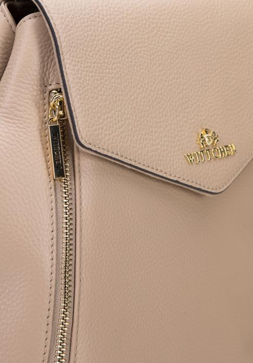 Damenrucksack aus Leder mit vertikalen Reißverschlüssen, beige, 96-4E-626-7, Bild 5