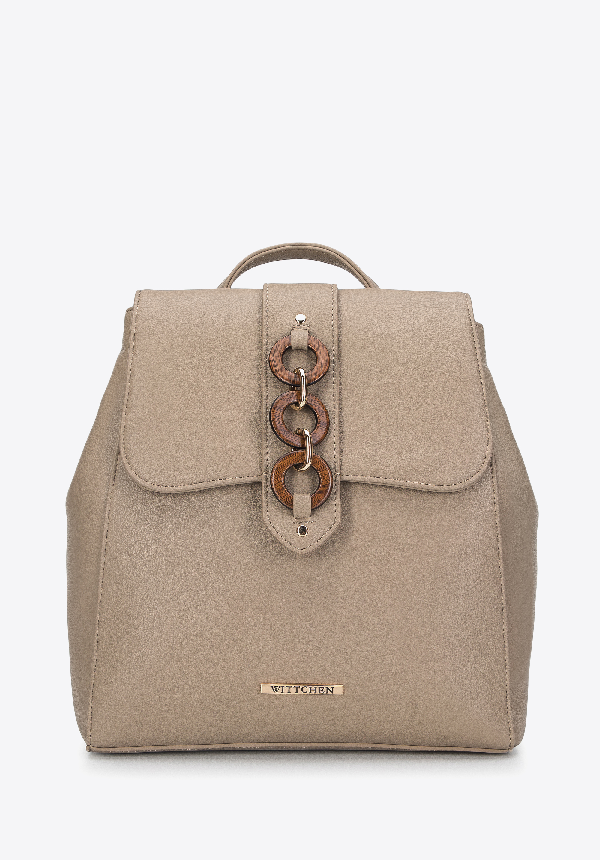 Damenrucksack mit Ringen, beige, 95-4Y-418-4, Bild 1