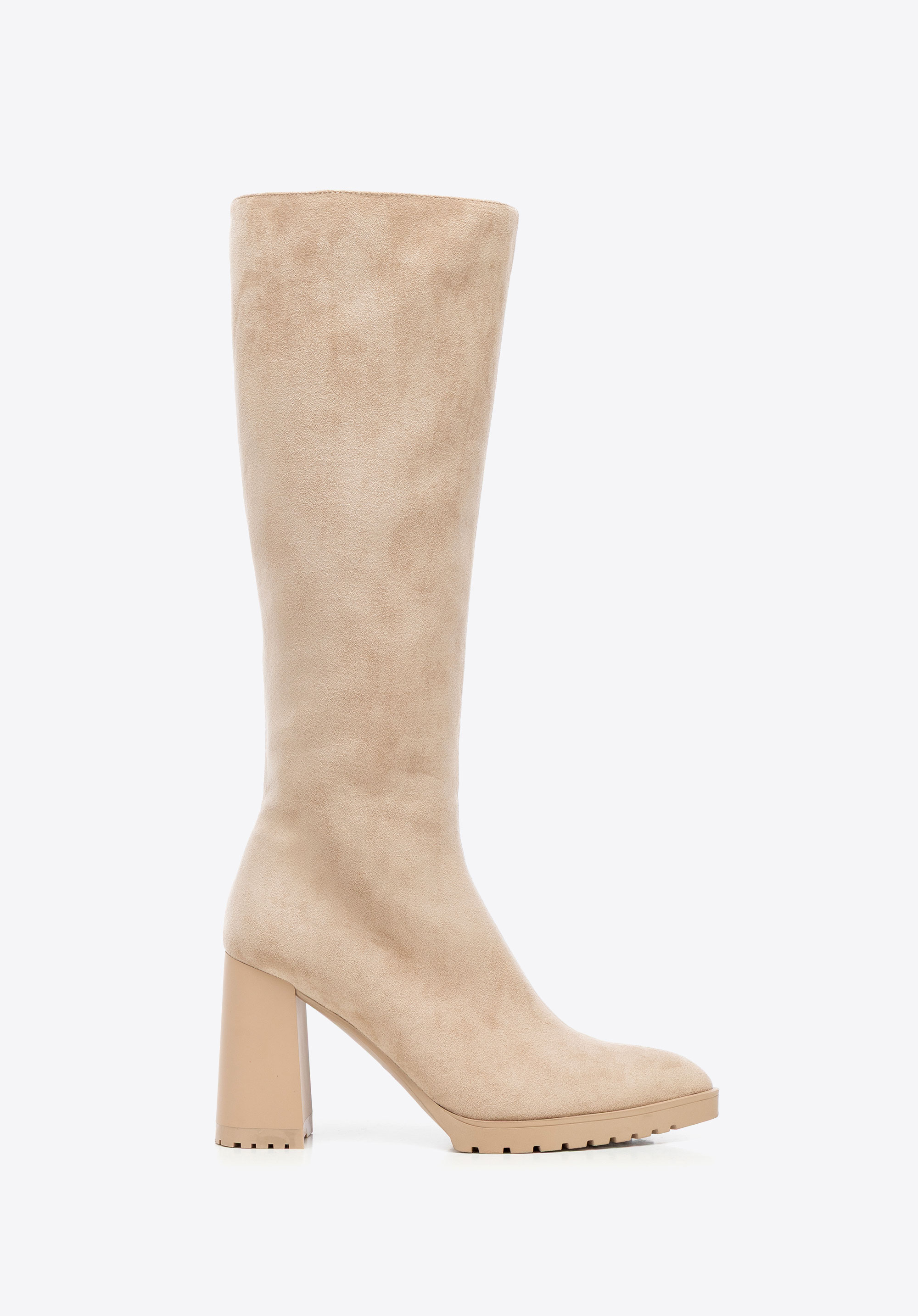 Damenstiefel mit Blockabsatz in Wildlederoptik, beige, 101-D-950-9-39, Bild 1