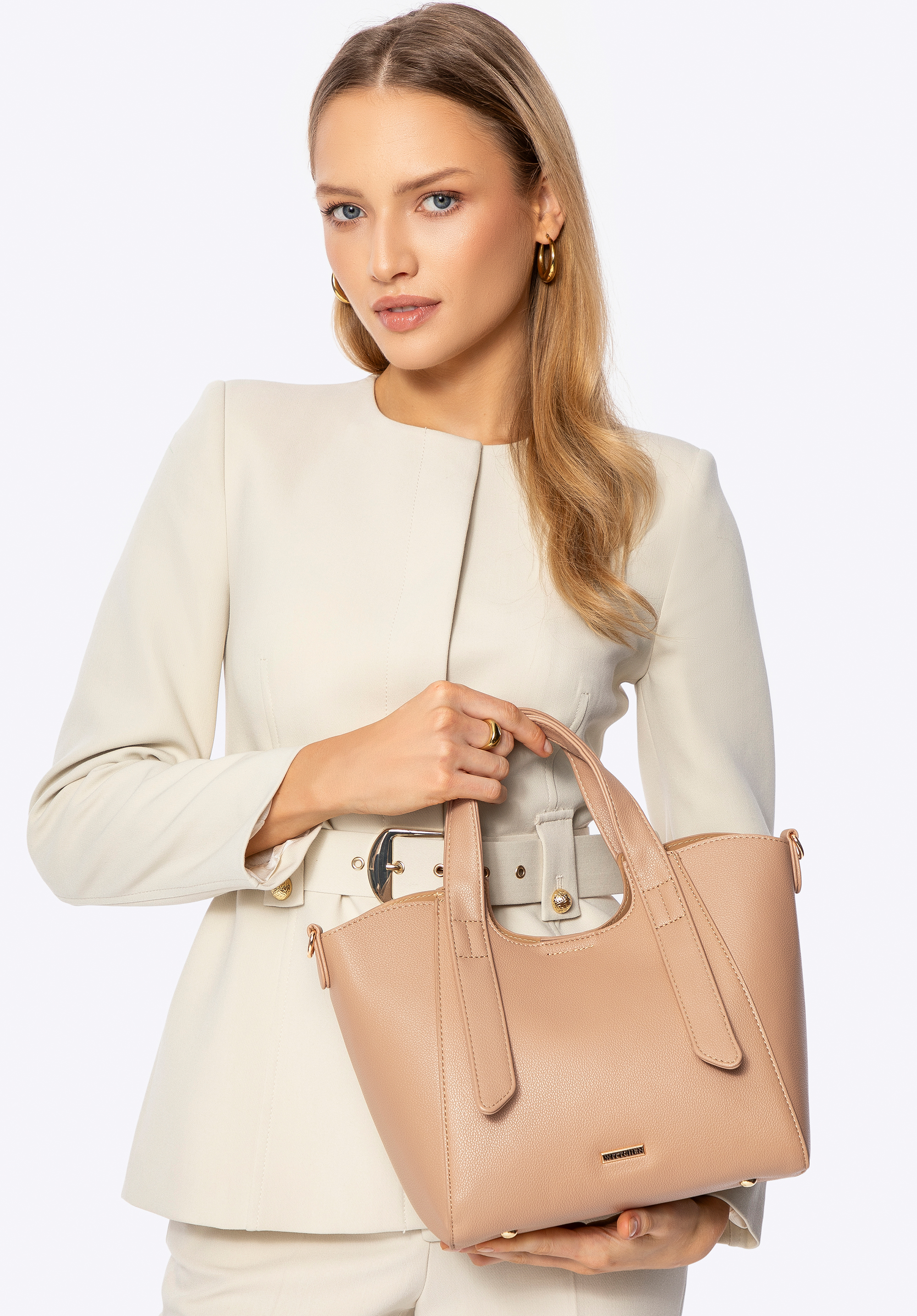Damentasche mit abnehmbarem Etui, beige, 100-4Y-215-9, Bild 1