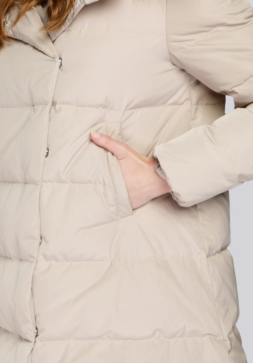 Daunenjacke für Damen mit Kapuze und Ausschnitt, beige, 93-9D-402-9-XL, Bild 6