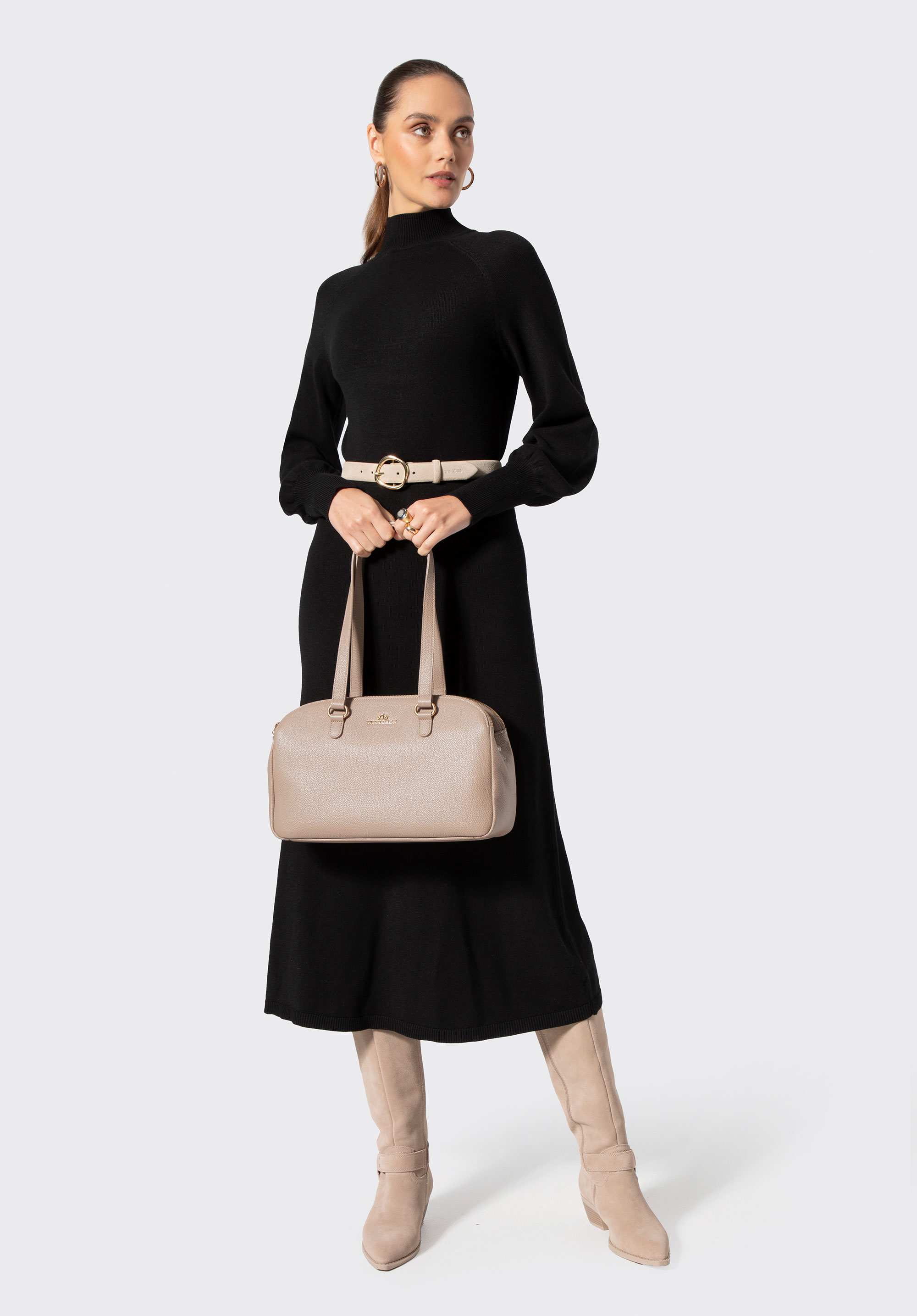 Dreiteilige Shopper-Tasche aus Leder für Damen