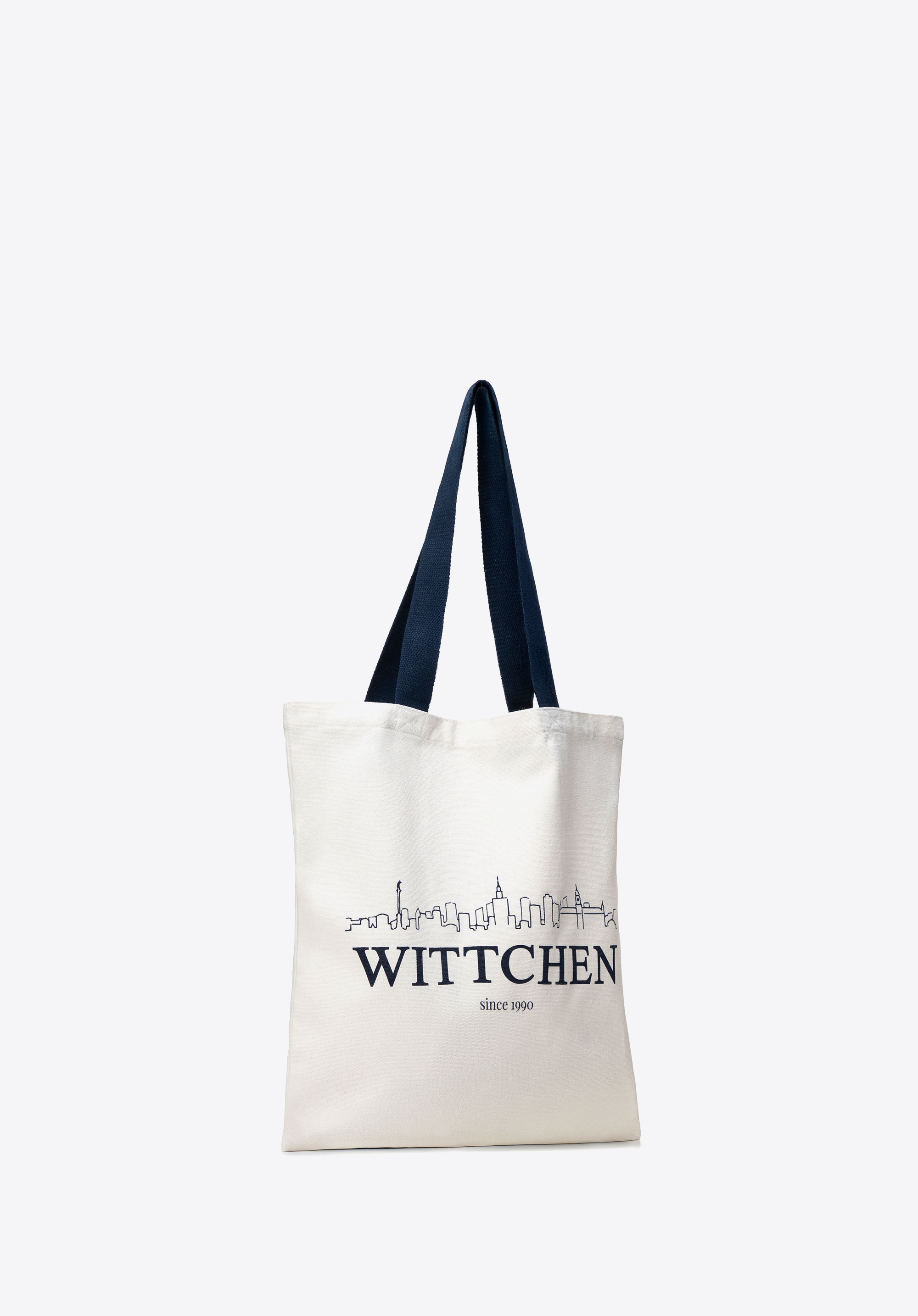 Canvas-Handtasche mit Stadtpanorama-Print, beige - dunkelblau, 29-4-900-1X, Bild 1