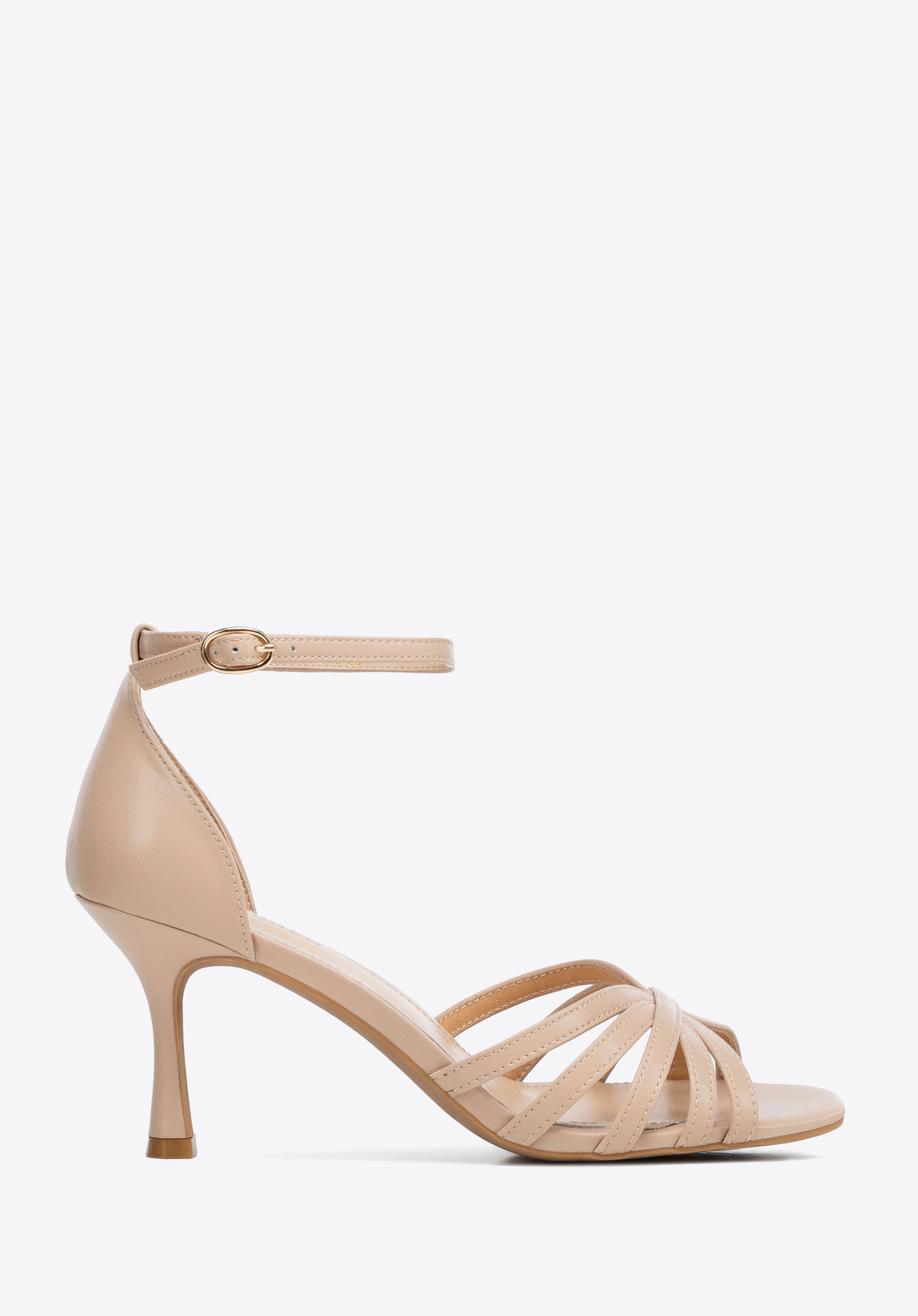 Elegante Leder-Stiletto-Sandalen für Damen, beige, 102-D-500-9-38, Bild 1