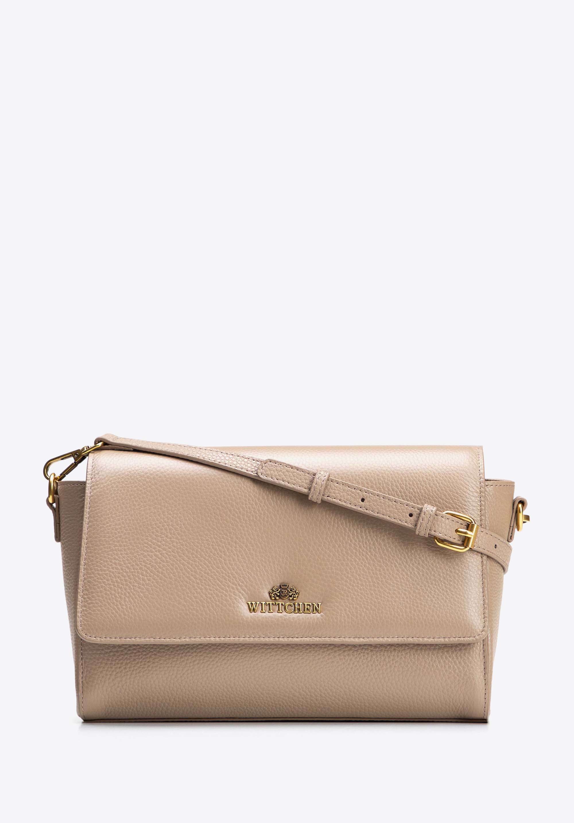 Elegante Umhängetasche aus Leder, beige, 102-4E-211-9, Bild 1