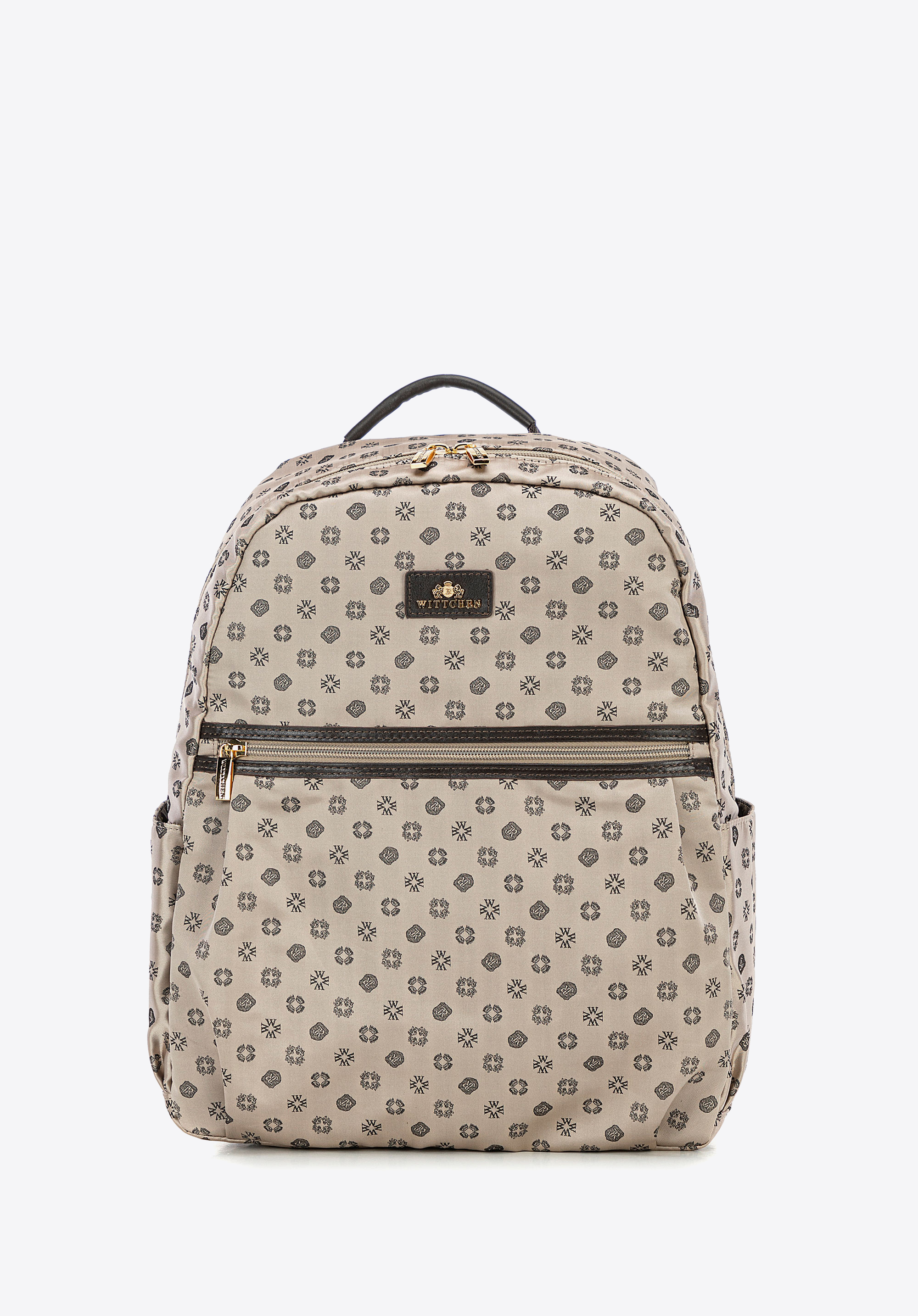 Eleganter Damenrucksack mit Monogramm, beige, 98-4E-900-8, Bild 1