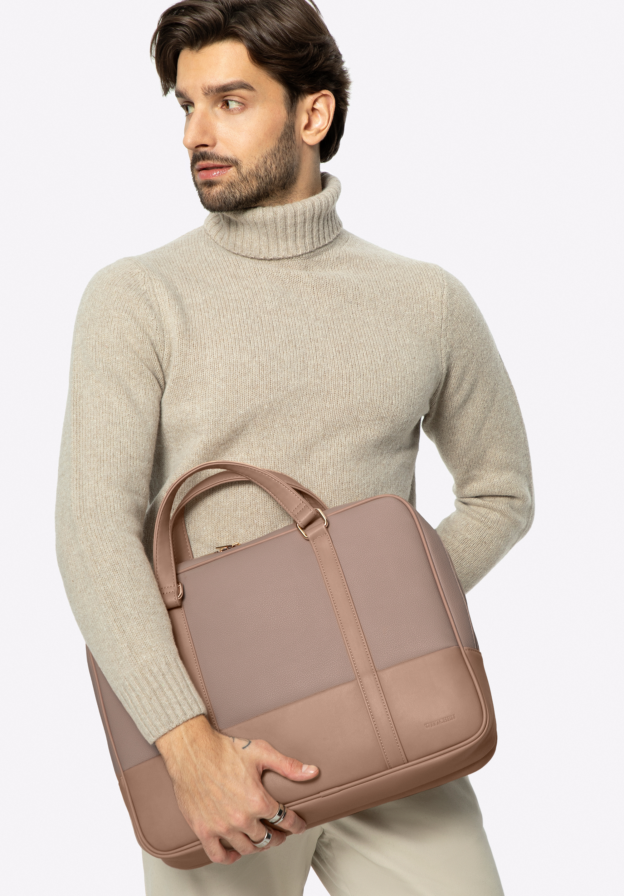 Faux leather 15,6” laptop bag, beige, 95-3P-006-5, Bild 1
