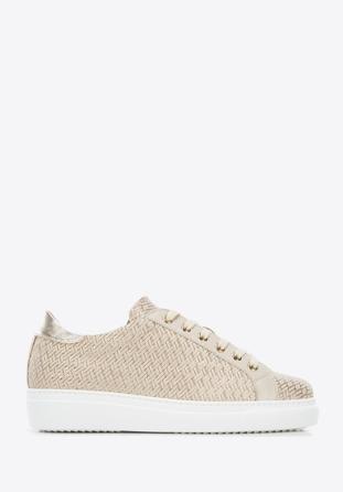 Geflochtene Sneakers für Damen aus Leder, beige, 96-D-102-9-37, Bild 1