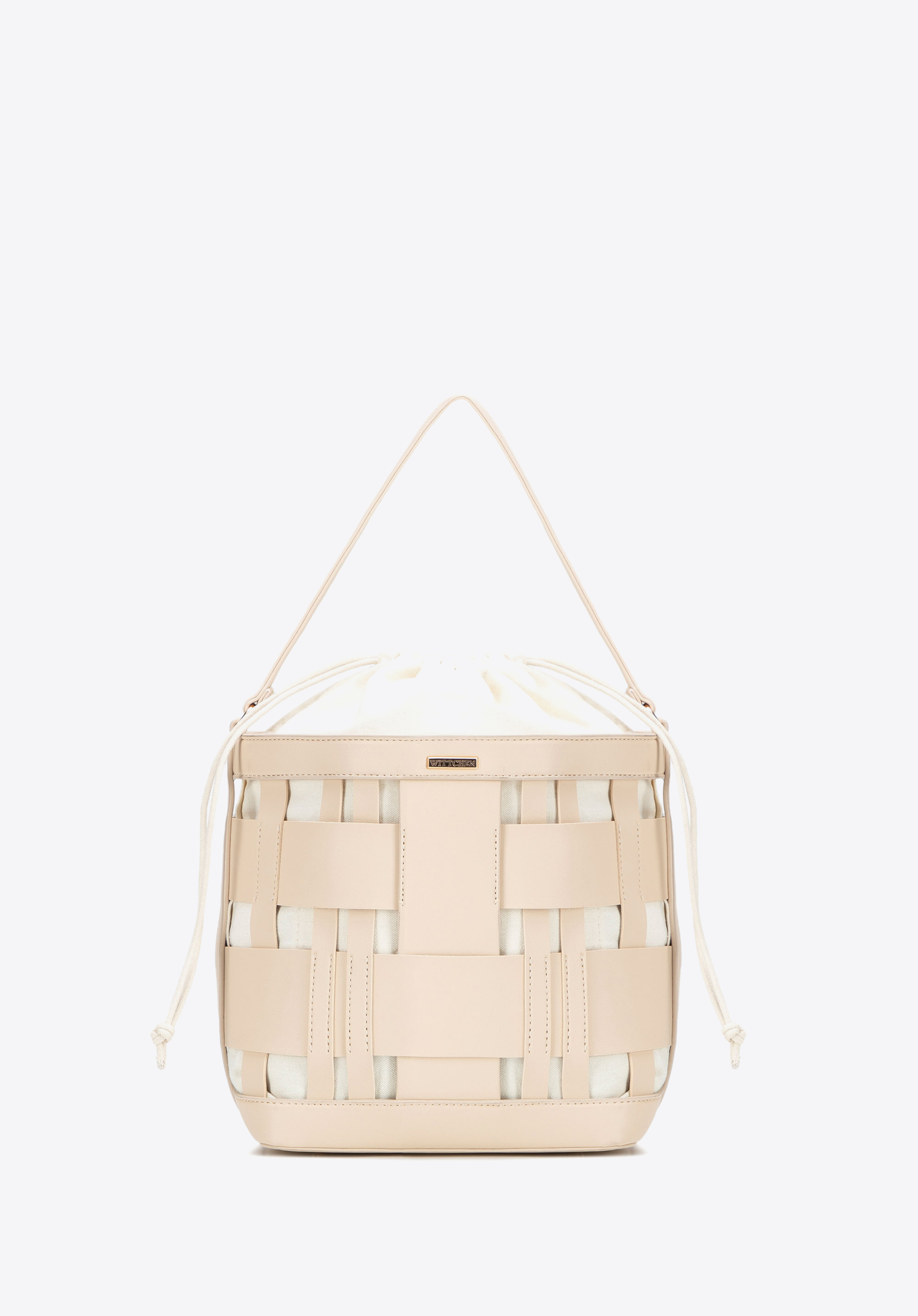 Geflochtene Tasche aus Öko-Leder, beige, 100-4Y-423-9, Bild 1