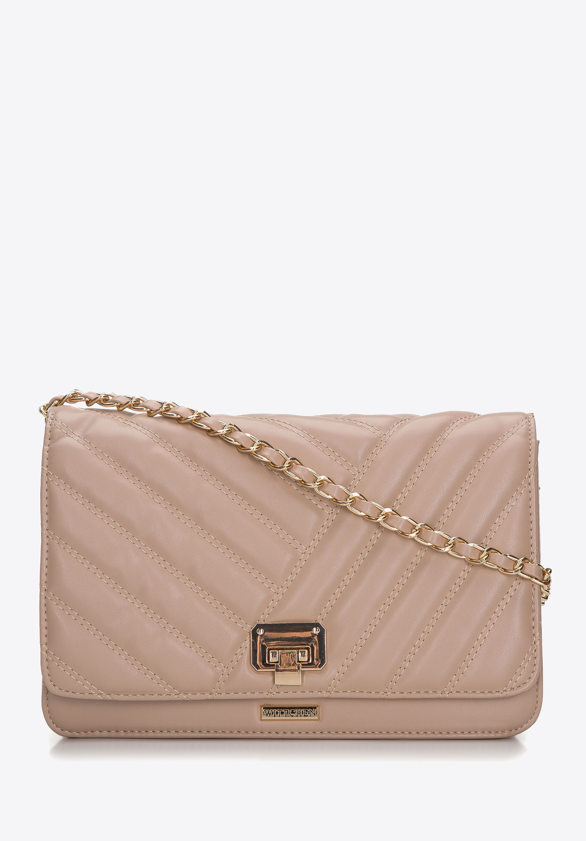 Gesteppte Damentasche aus Ökoleder mit Kette, beige, 94-4Y-519-4, Bild 1