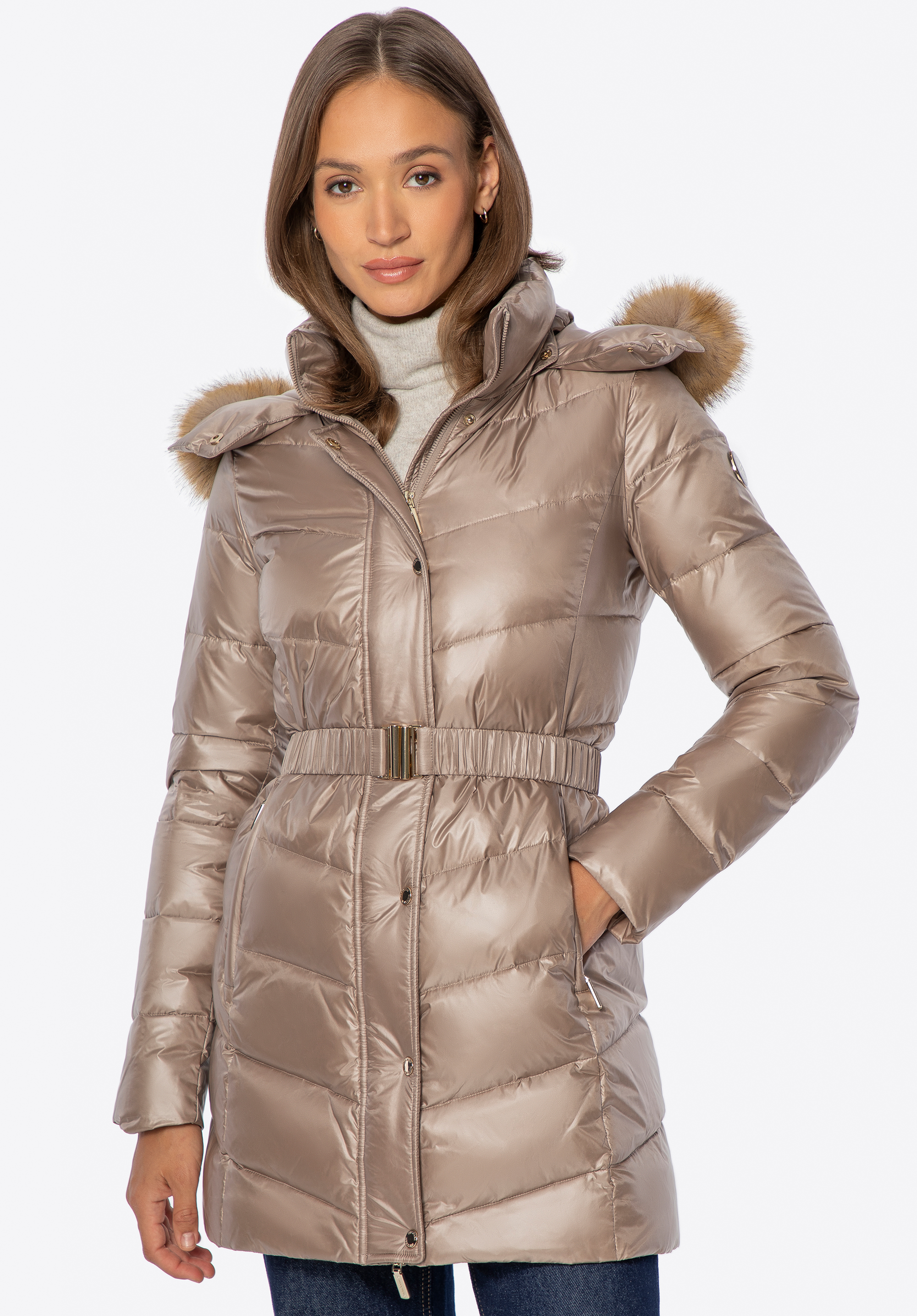Gesteppte Daunenjacke für Damen, beige, 101-9D-203-9-M, Bild 1