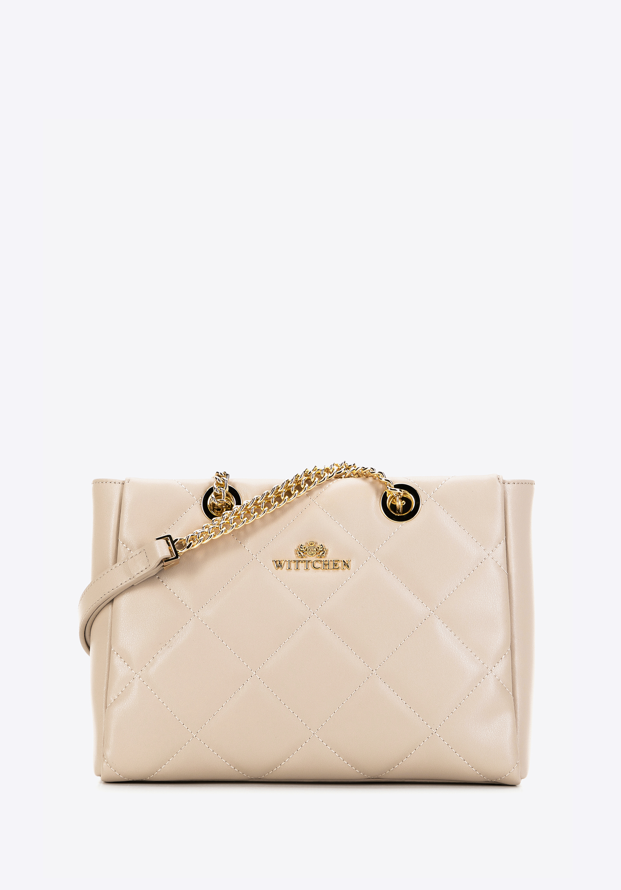 Gesteppte Leder-Umhängetasche für Damen, beige, 99-4E-607-9, Bild 1