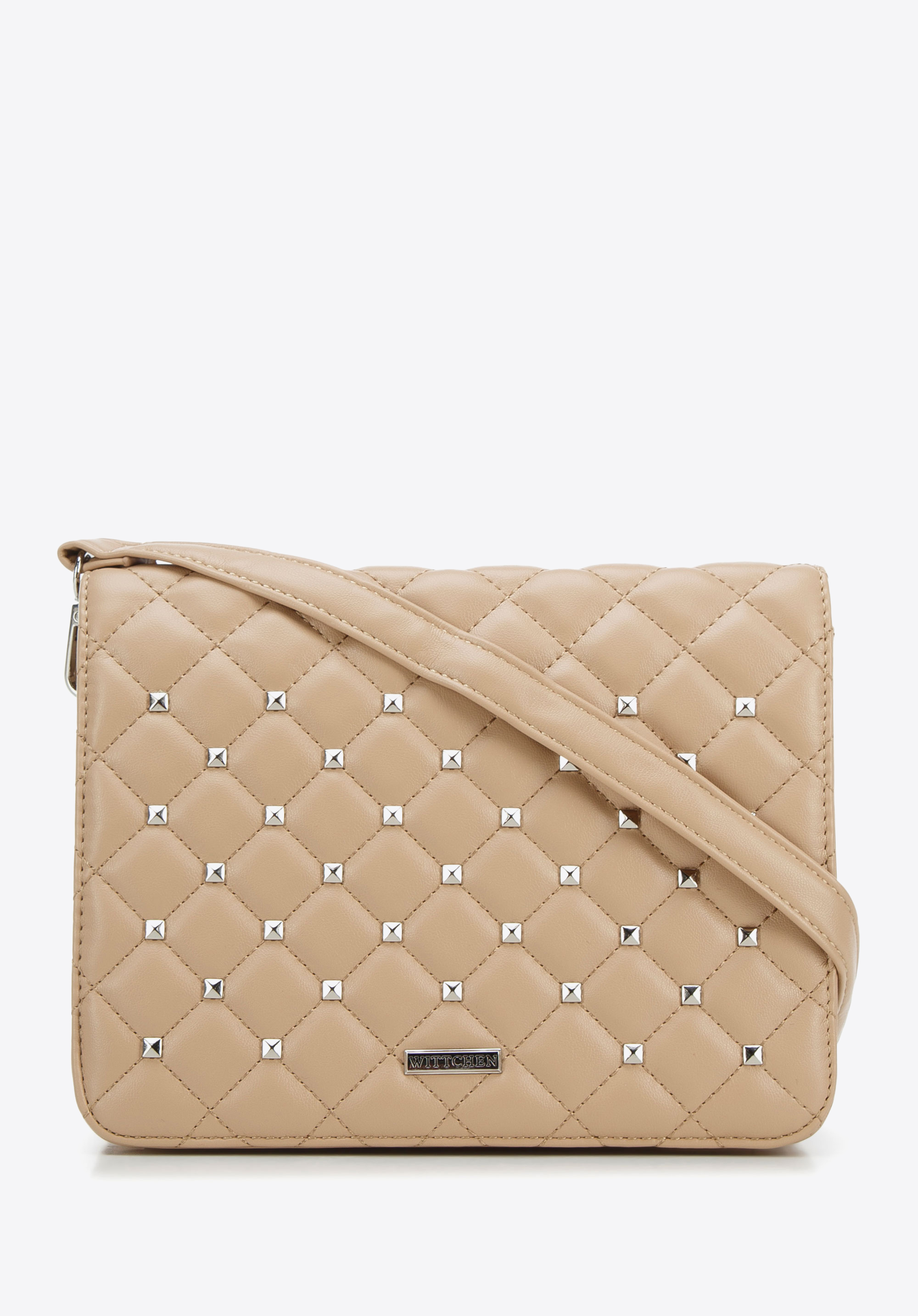 Gesteppte Tasche für Damen mit Nieten, beige, 94-4Y-012-5, Bild 1
