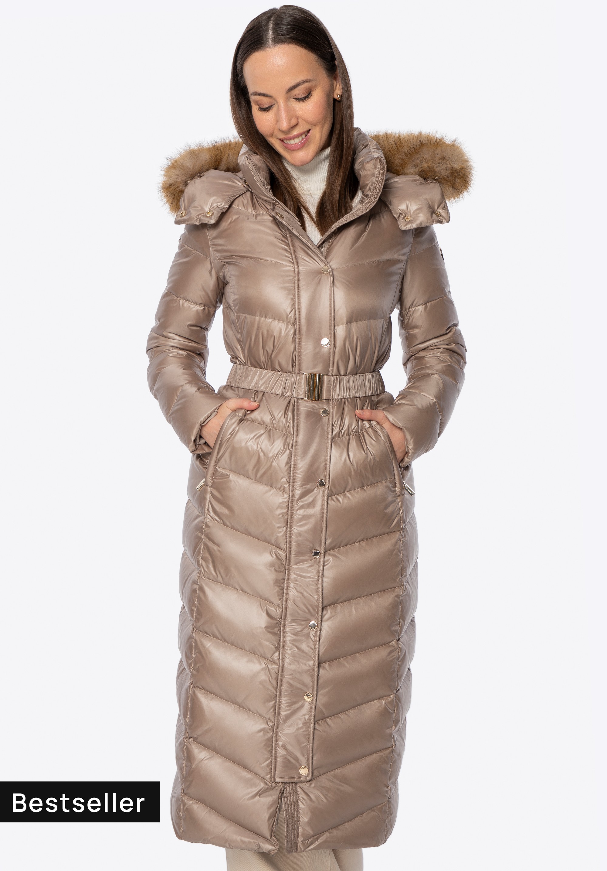 Gesteppter Damen-Daunenmantel, beige, 101-9D-202-9-2XL, Bild 1