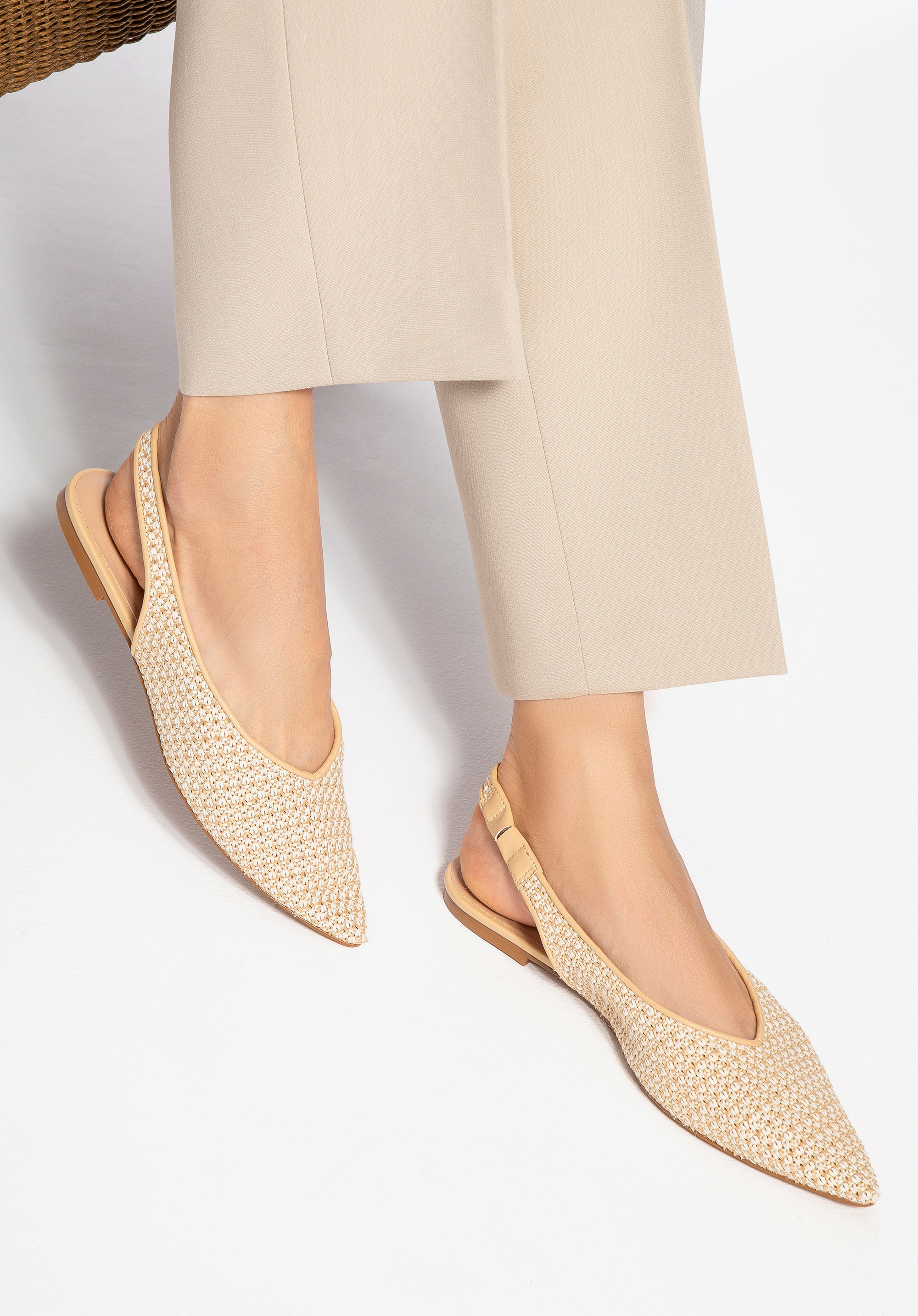 Gewebte Slingback-Ballerinas, beige, 100-DP-350-9-39, Bild 1