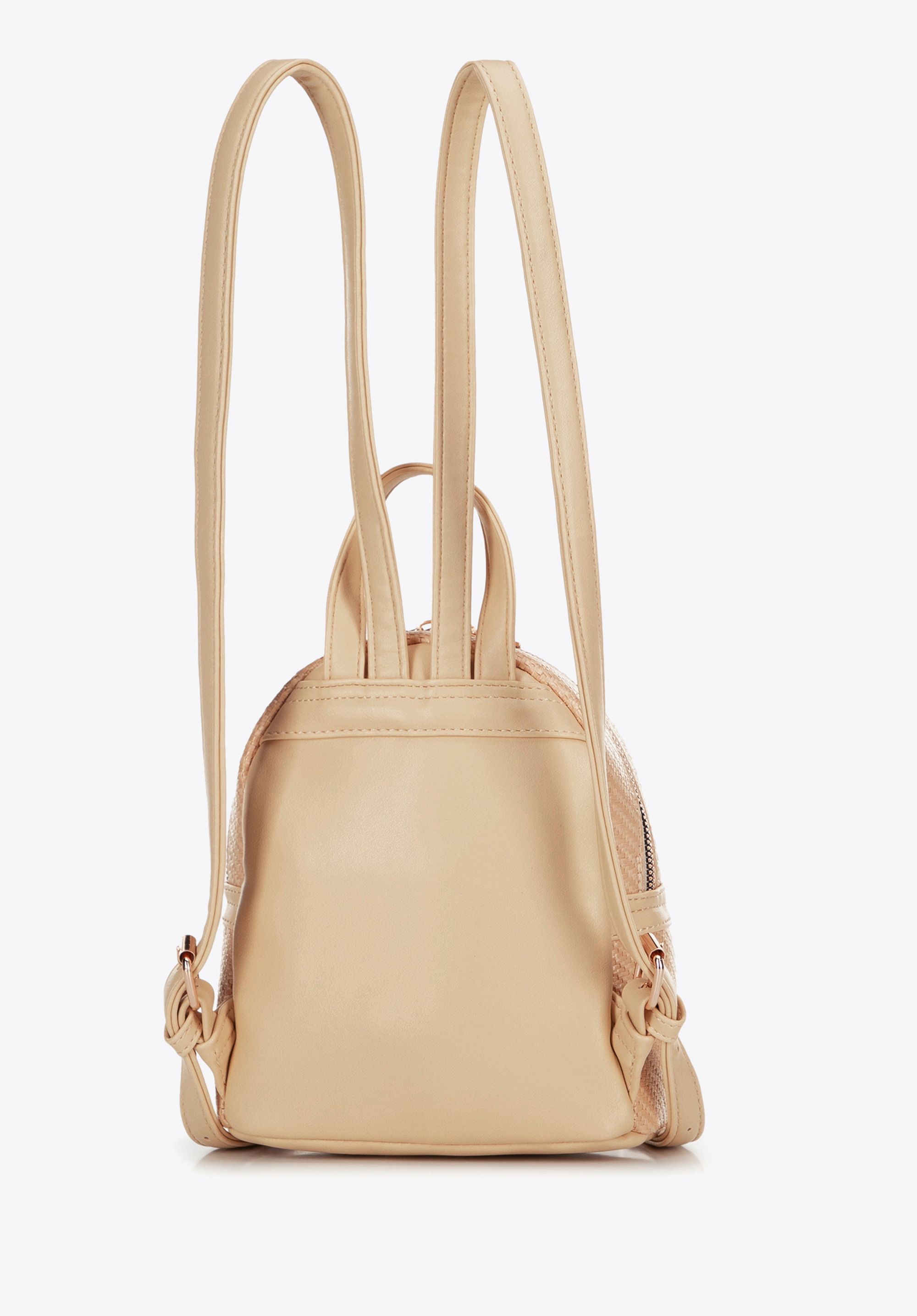 Gewebter Rucksack mit Details aus Kunstleder, beige, 101-4Y-492-9, Bild 1
