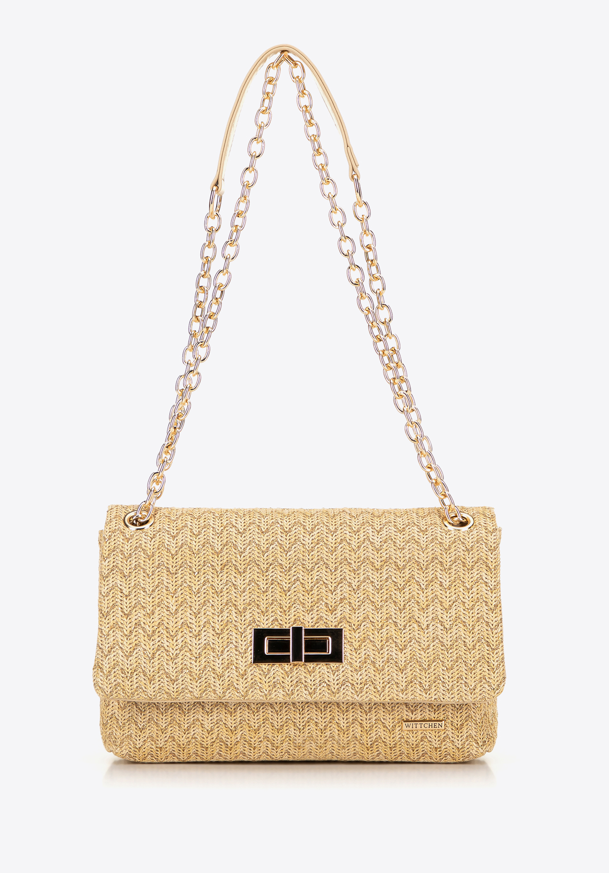 Damen Crossbody an Kette, beige-gold, 100-4Y-414-99, Bild 1