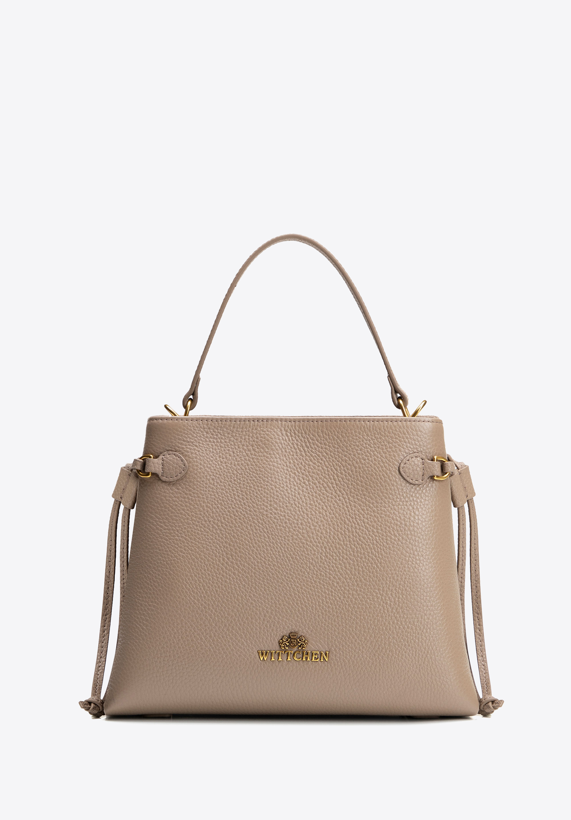 Ledertasche für Damen mit Quasten, beige-gold, 102-4E-212-9G, Bild 1