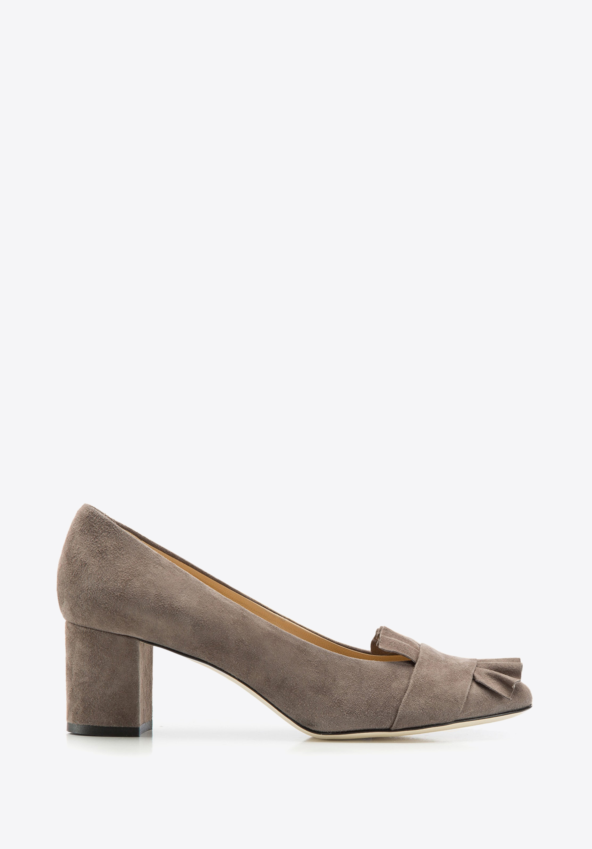 Pumps aus Wildleder mit Fransen, beige-grau, 86-D-109-8-36, Bild 1