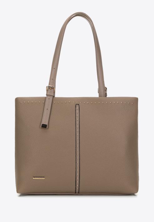 Große Damenhandtasche mit Nieten, beige, 98-4Y-604-1, Bild 1