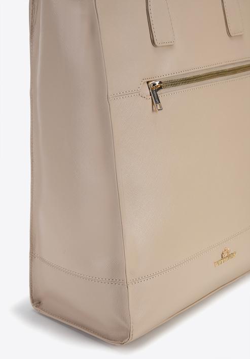 Große Shopper-Tasche aus Saffiano-Leder, beige, 96-4E-004-4, Bild 5