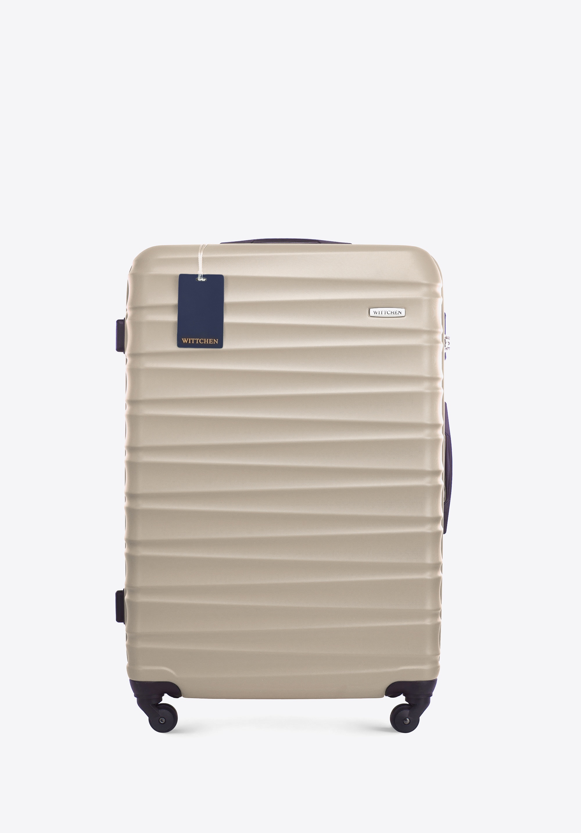 Großer ABS-Koffer und Logoplakette, beige, 56-3A-313-86Z6, Bild 1