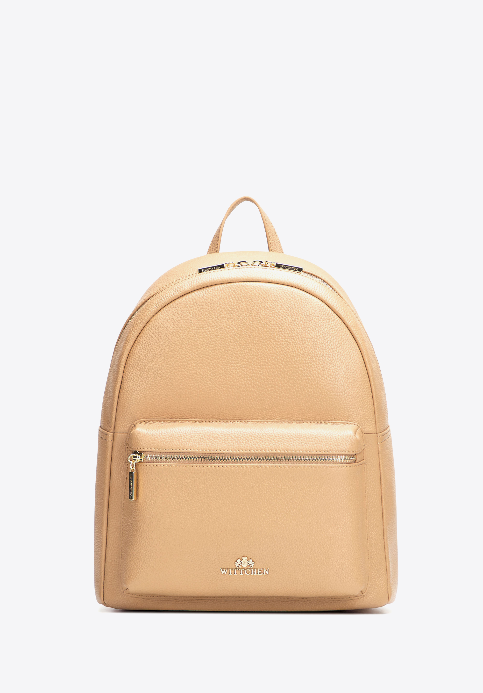 Großer Damenrucksack aus genarbtem Naturleder, beige, 102-4E-621-9, Bild 1