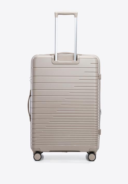 Großer Koffer aus Polypropylen mit glänzenden Riemen, beige, 56-3T-163-89, Bild 3