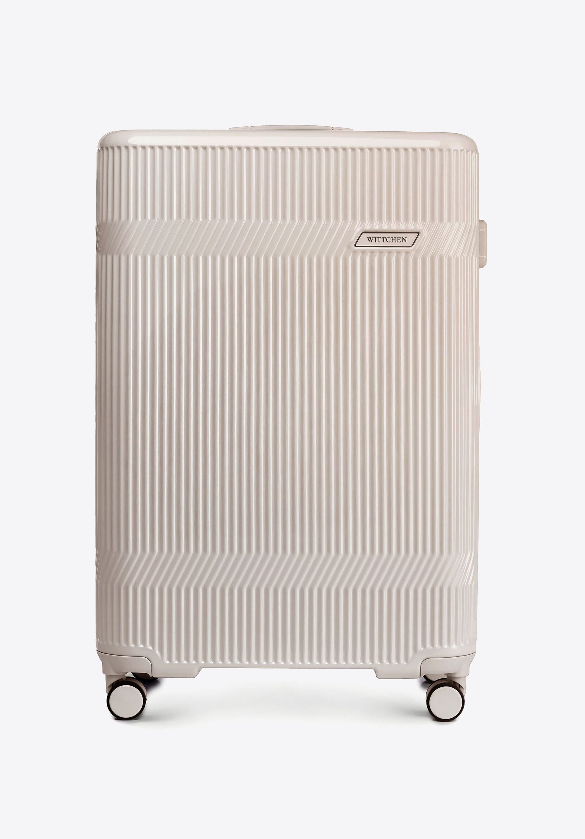 Großer Polycarbonat-Koffer mit glänzender Oberfläche, beige, 56-3P-013-01, Bild 1