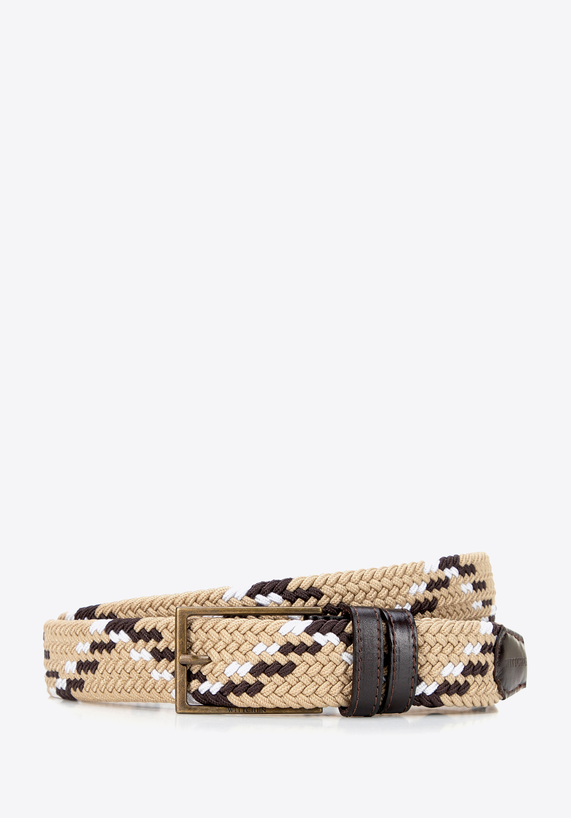 Herren-Flechtgürtel mit Lederbesatz, beige, 101-8M-405-9-90, Bild 1