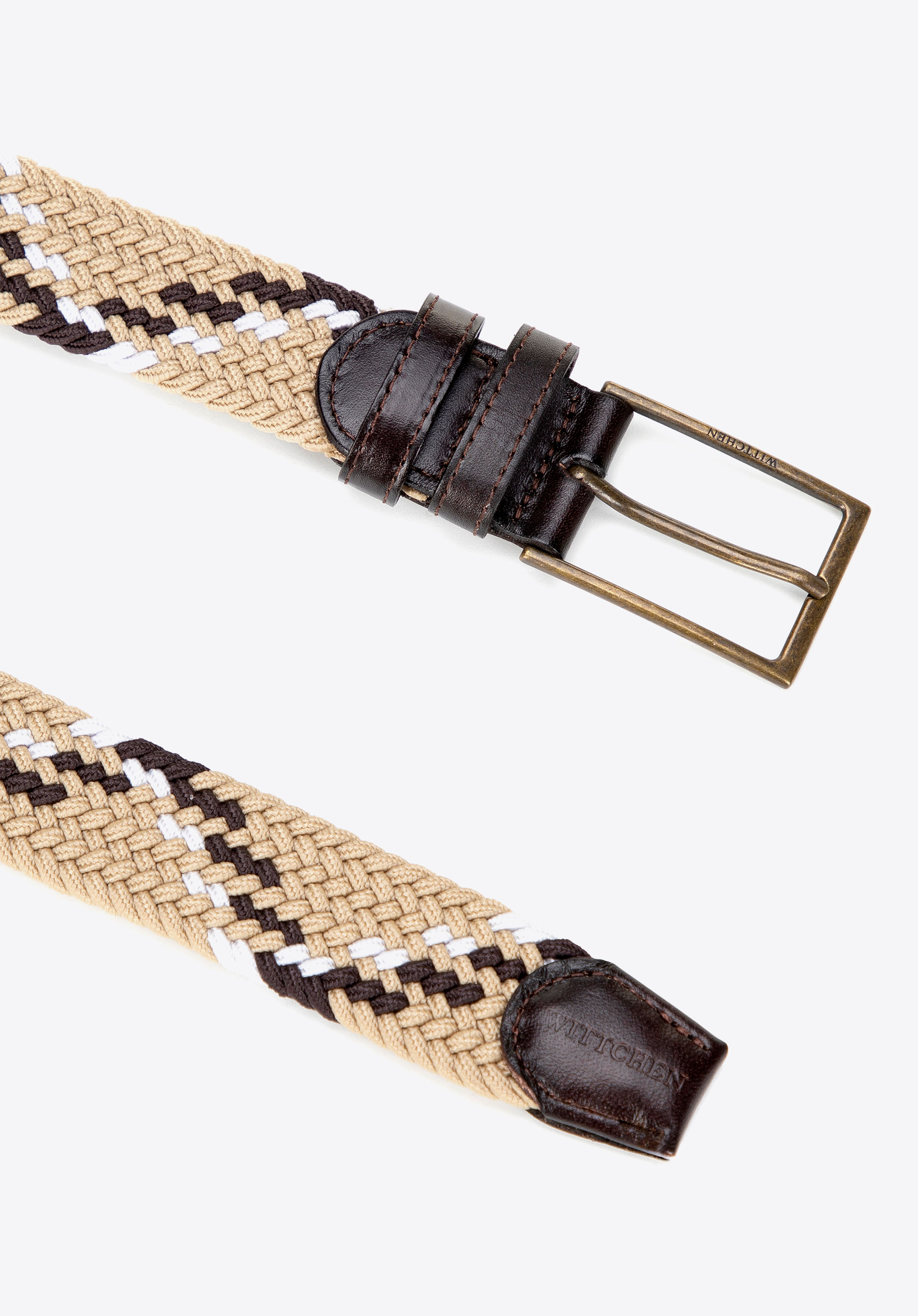 Herren-Flechtgürtel mit Lederbesatz, beige, 101-8M-405-9-90, Bild 1